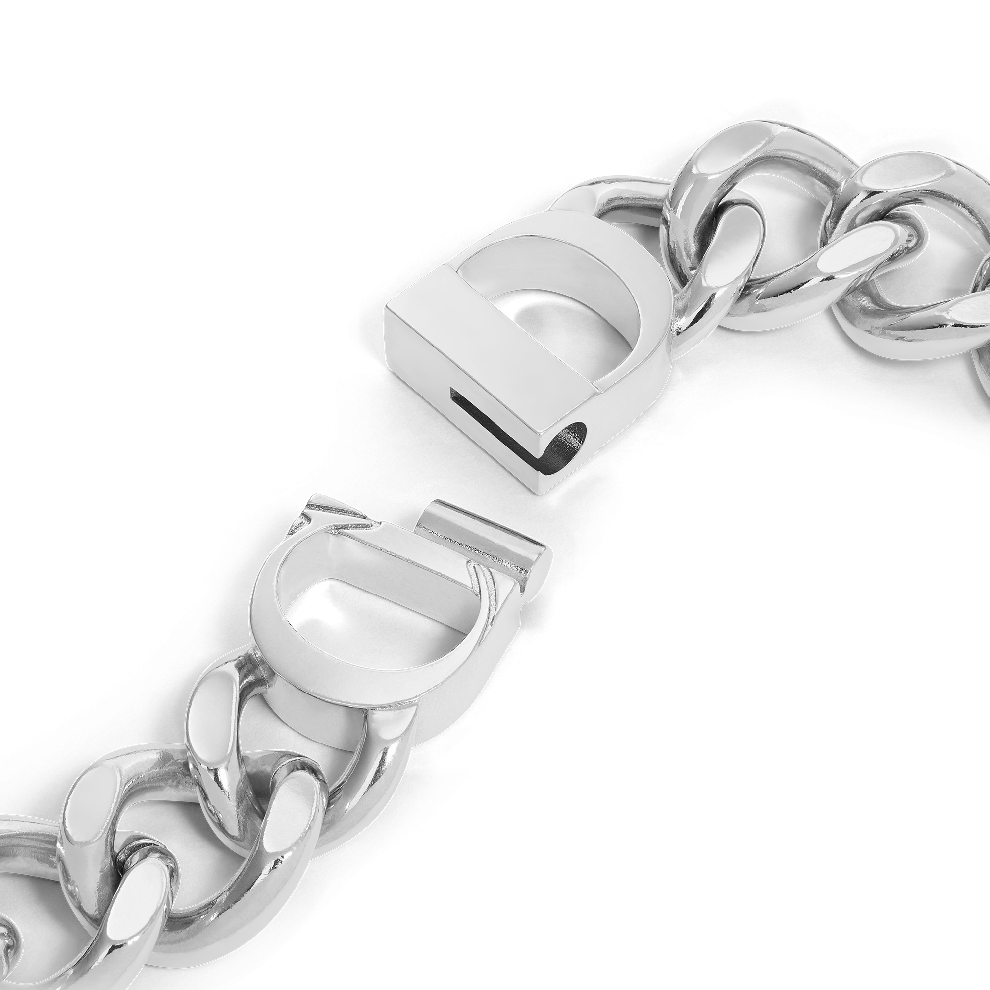 CD Icon 链环项链 银色饰面黄铜 E10