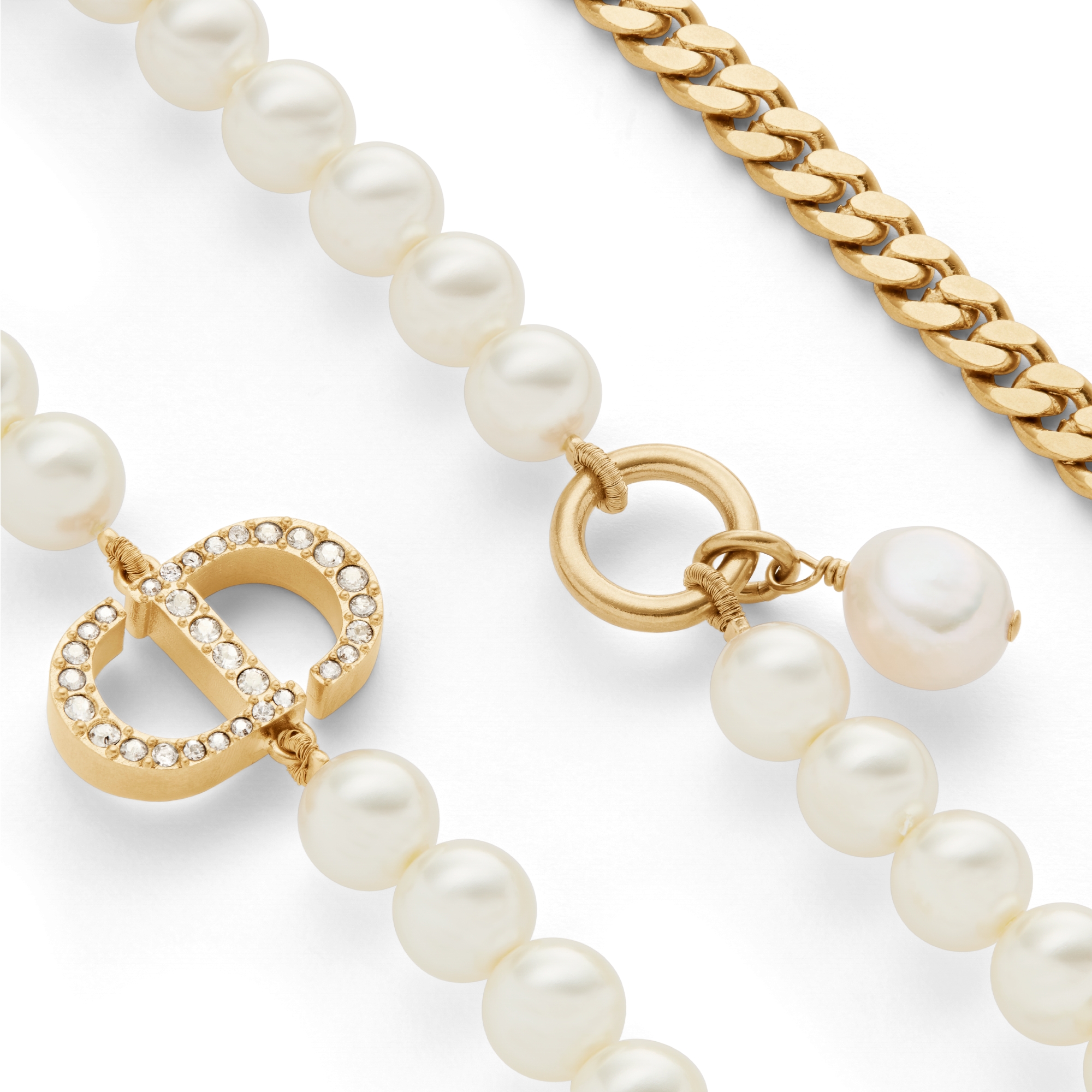 30 Montaigne 长款项链 金色饰面金属和银色调仿水晶装饰 E09