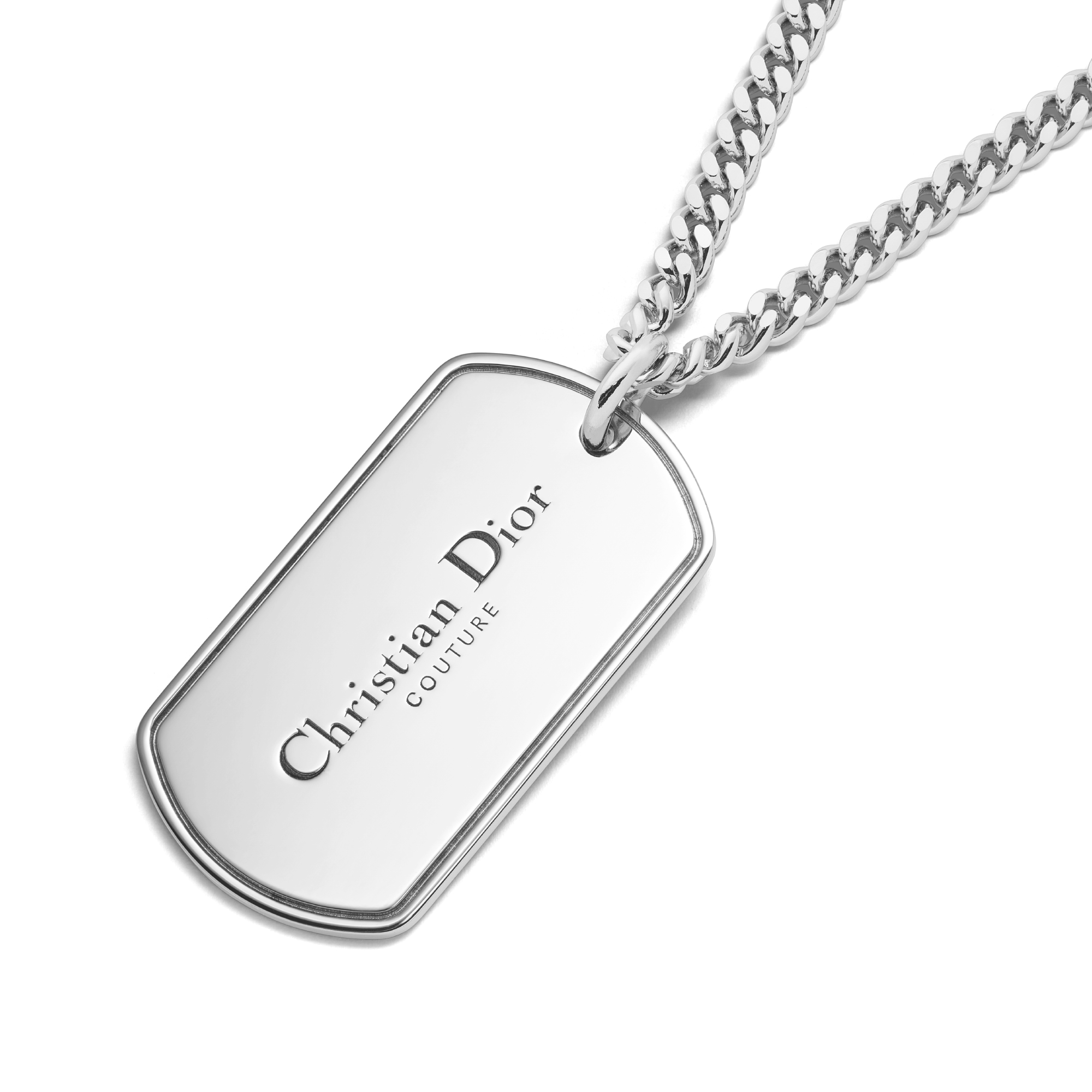 吊坠项链 银色饰面黄铜 CD Couture 金属饰牌装饰 E09