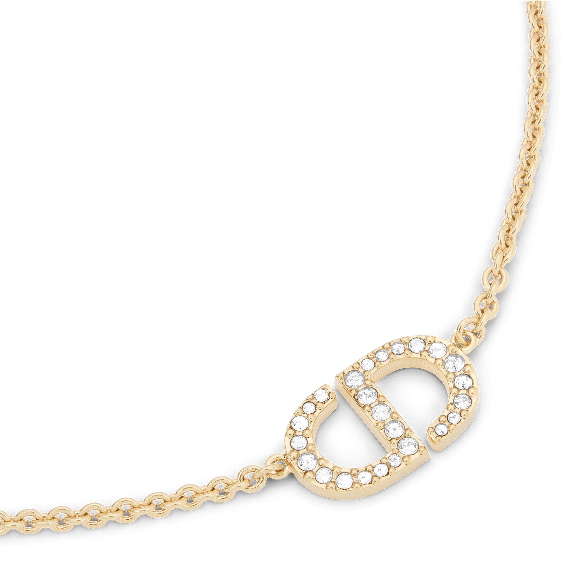 Petit CD 项链 金色饰面金属和银色调仿水晶装饰 E09