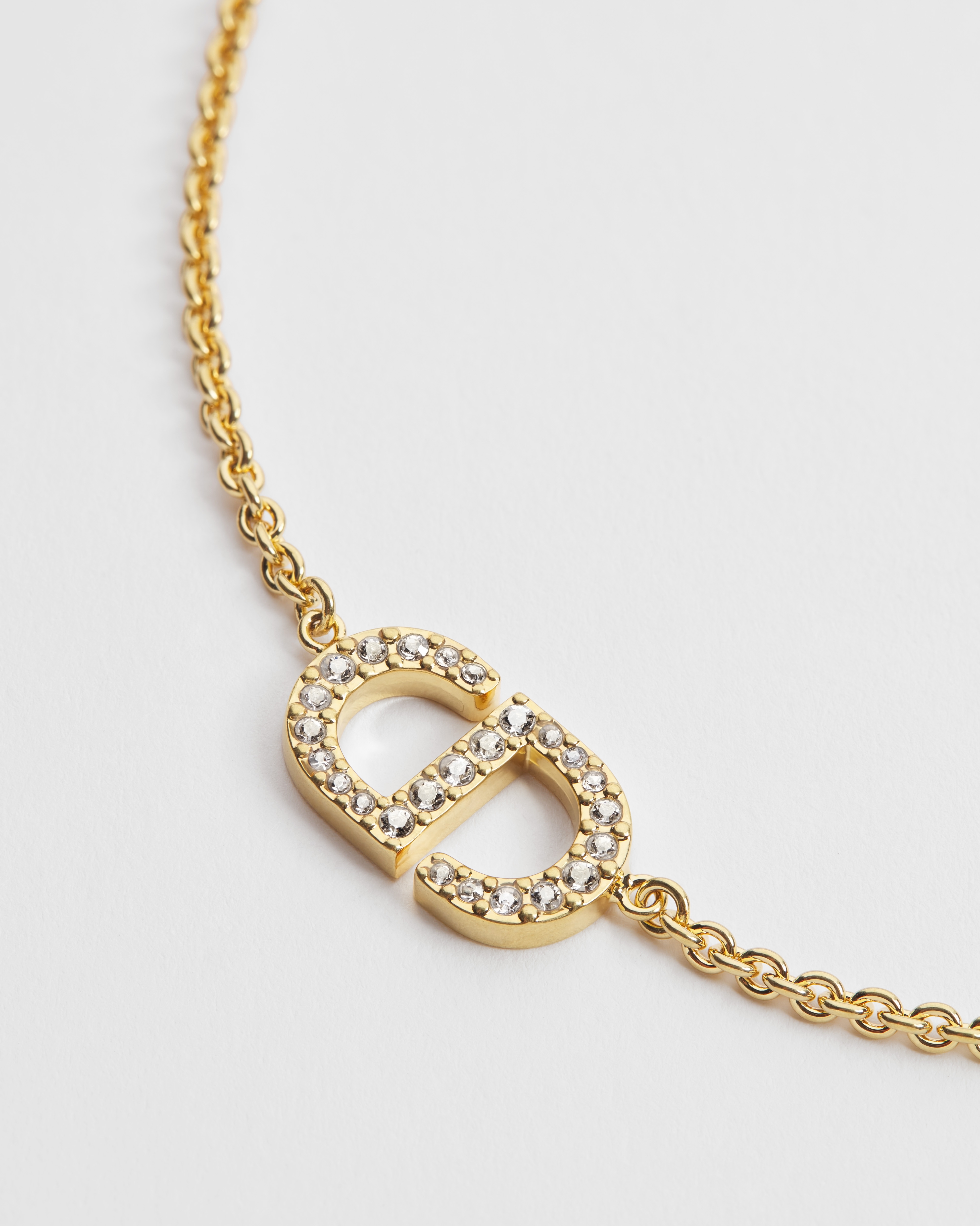 Petit CD 项链 金色饰面金属和银色调仿水晶装饰 E09