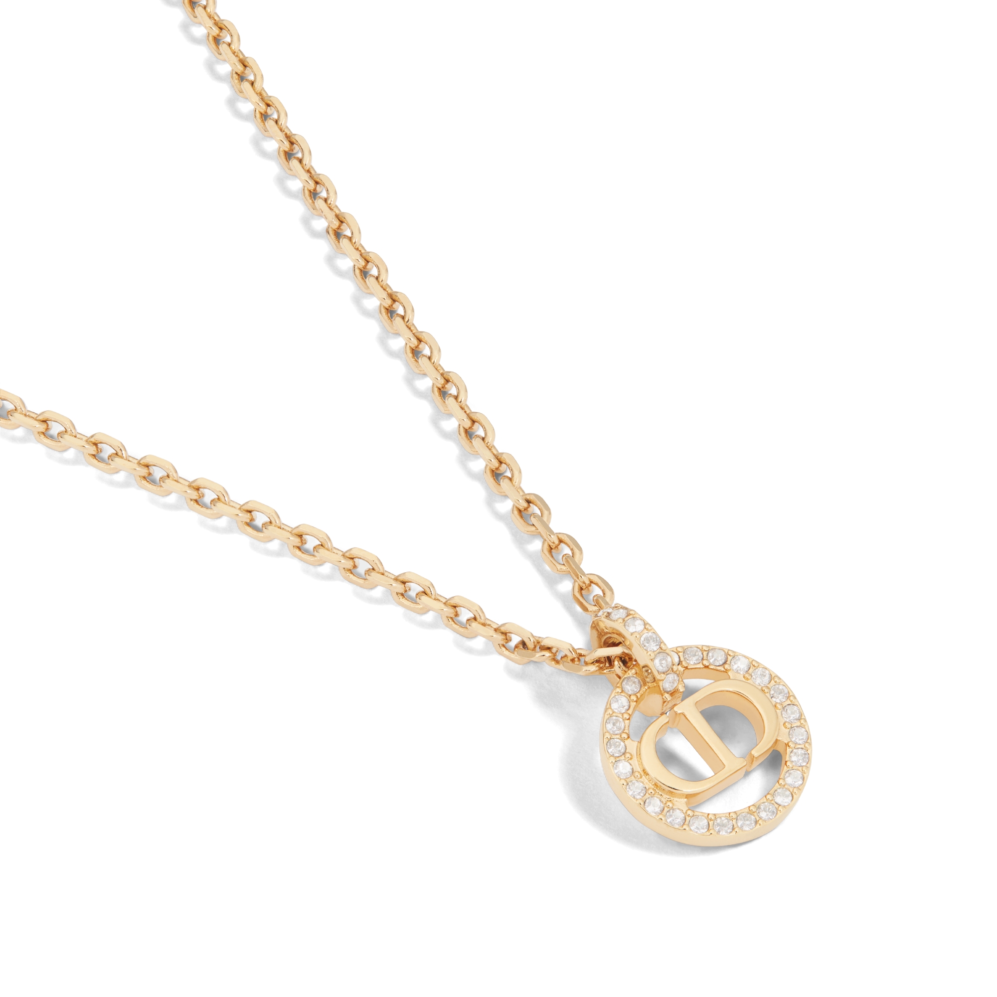 Petit CD 项链 金色饰面金属和银色调晶体 E09