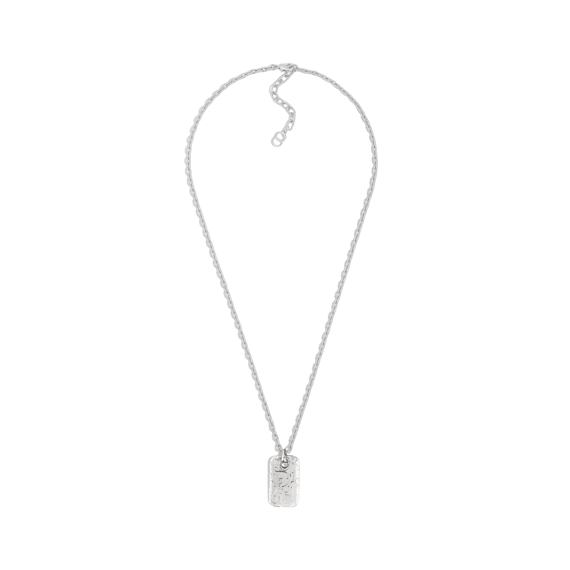 金属饰牌吊坠项链 银色饰面铜合金 Oblique 印花 E01