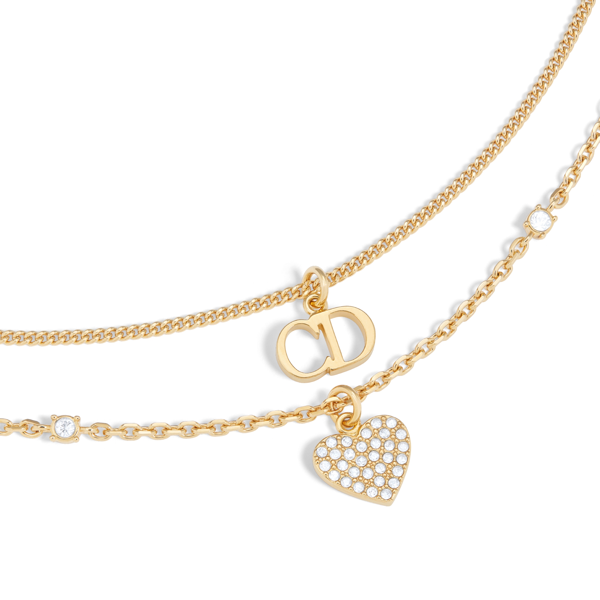 Clair D Lune 项链 金色饰面金属和银色调晶体装饰 E09