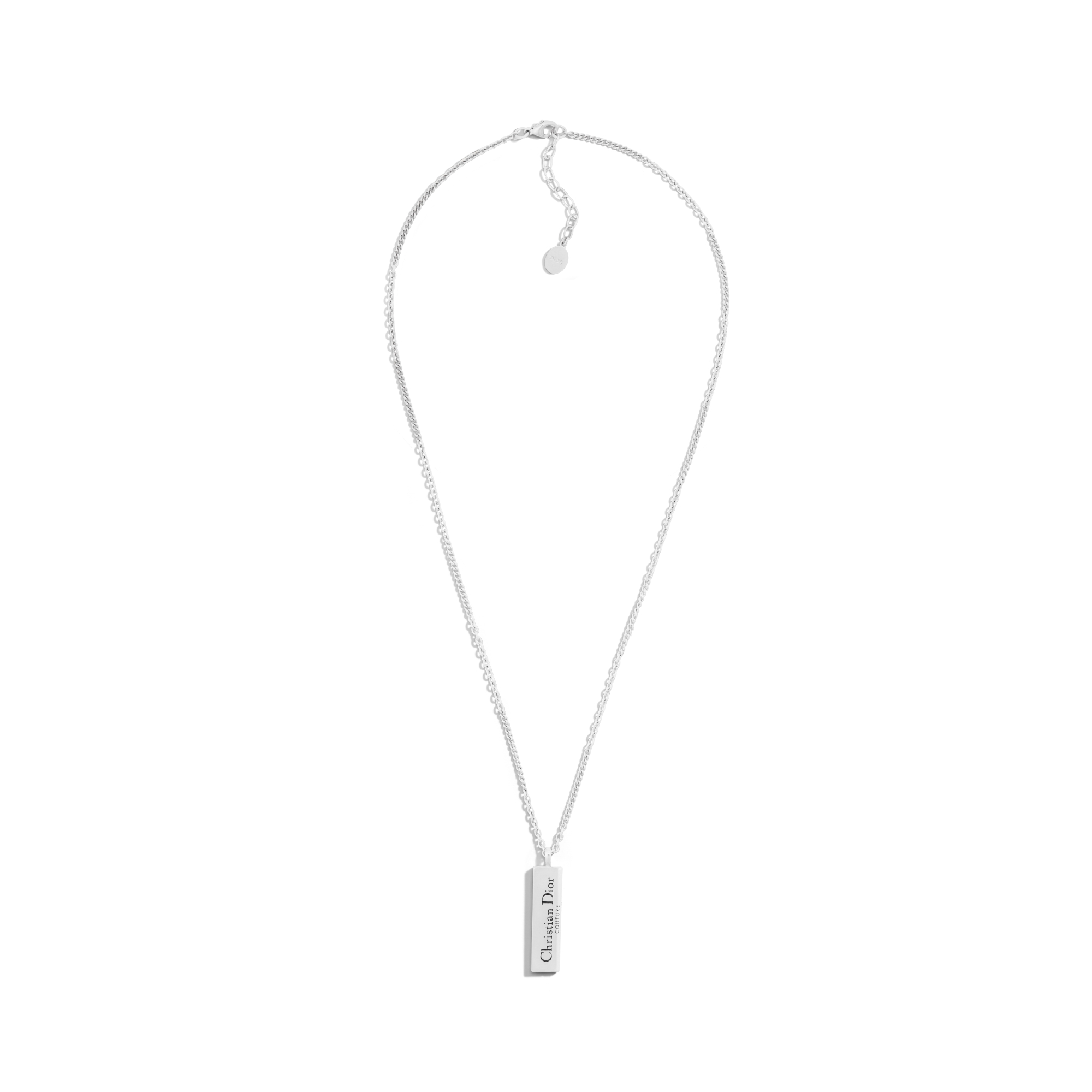 Christian Dior Couture Cut 系列饰牌吊坠项链 银质和黑色人工树脂 E01
