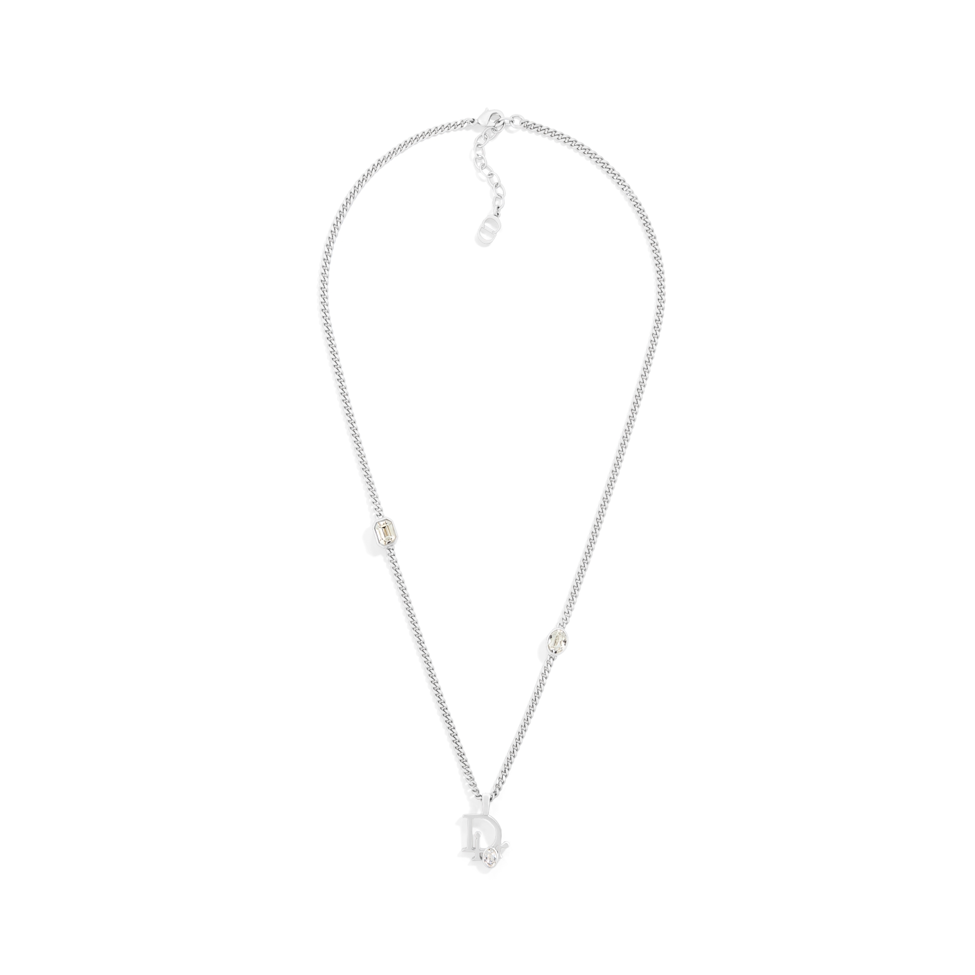 Dior Sparkle 吊坠项链 银色饰面铜合金搭配白色晶体和灰色人工树脂装饰 E01