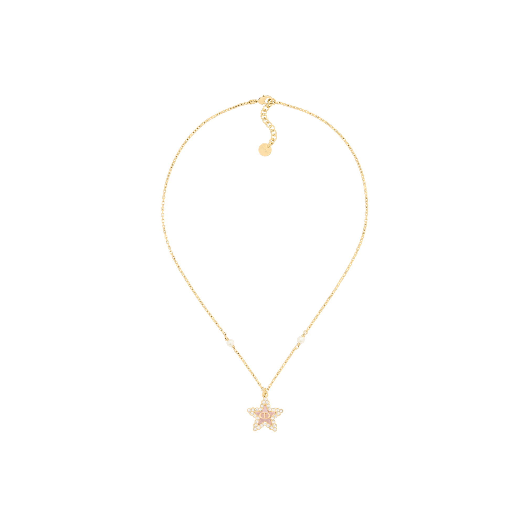  金色饰面金属、白色树脂珠饰、银色调晶体和马卡龙粉色玻璃装饰