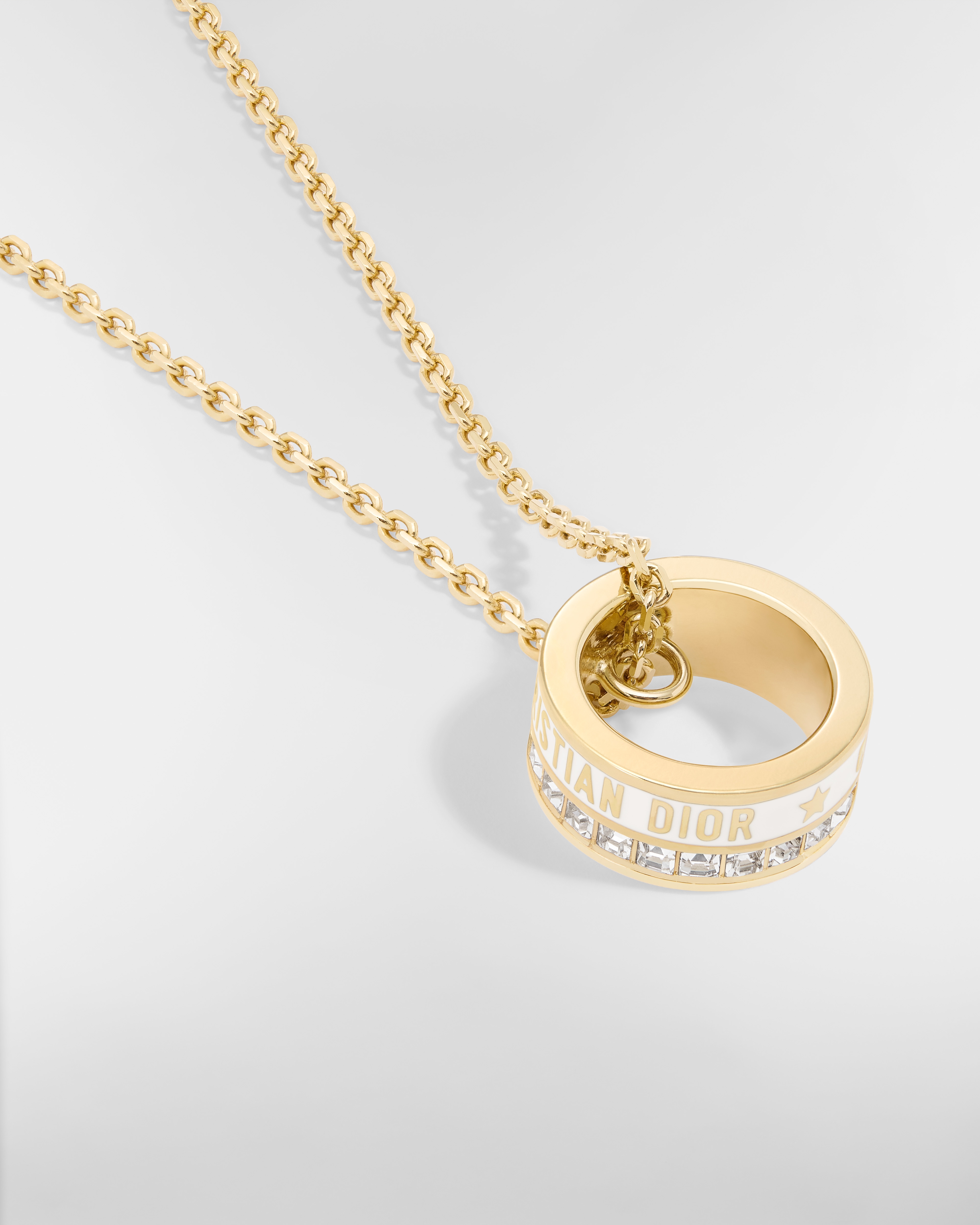 Dior Night Code 项链 金色饰面金属、闪亮晶体和白色涂漆装饰 E09