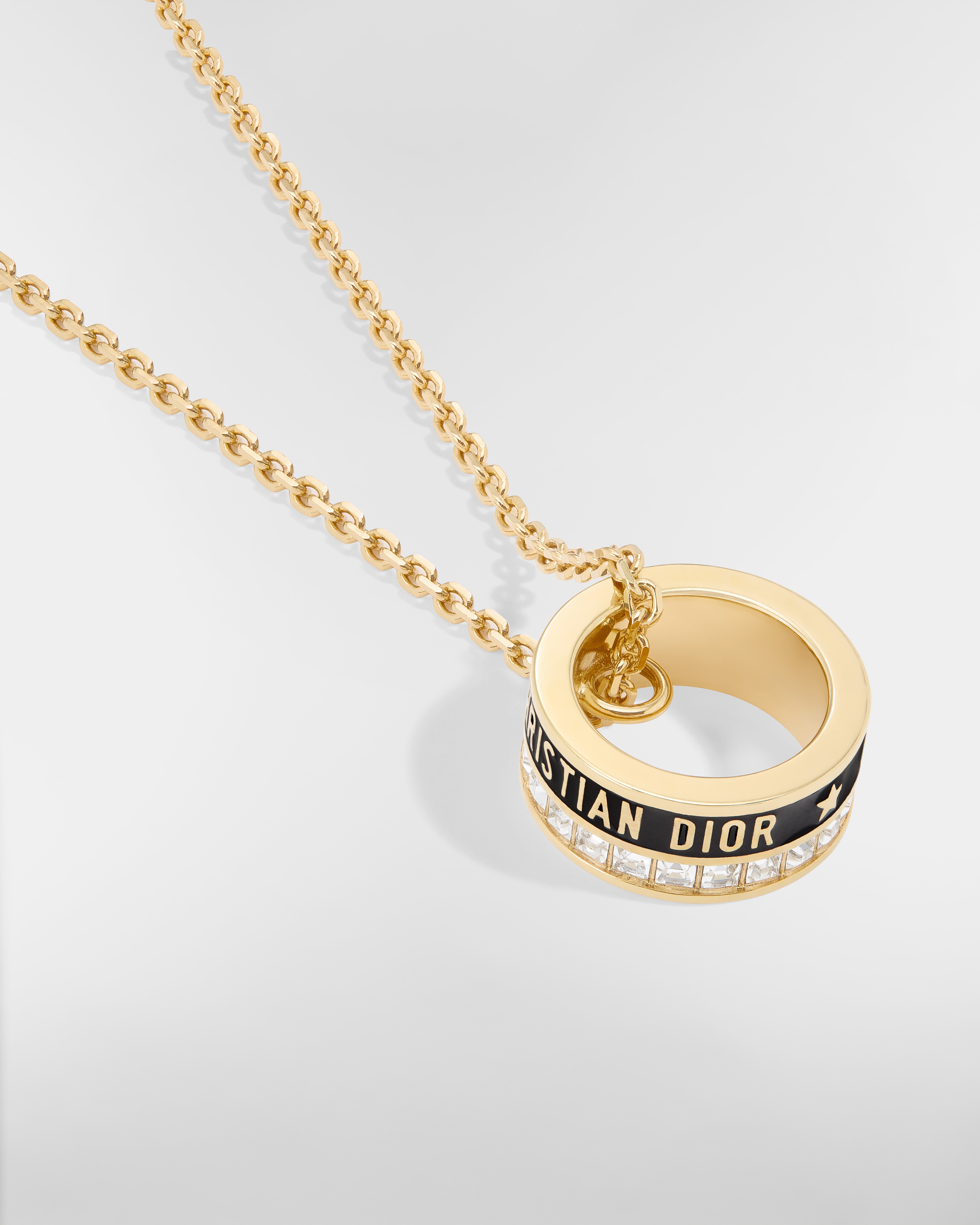 Dior Night Code 项链 金色饰面金属、闪亮晶体和黑色涂漆装饰 E09