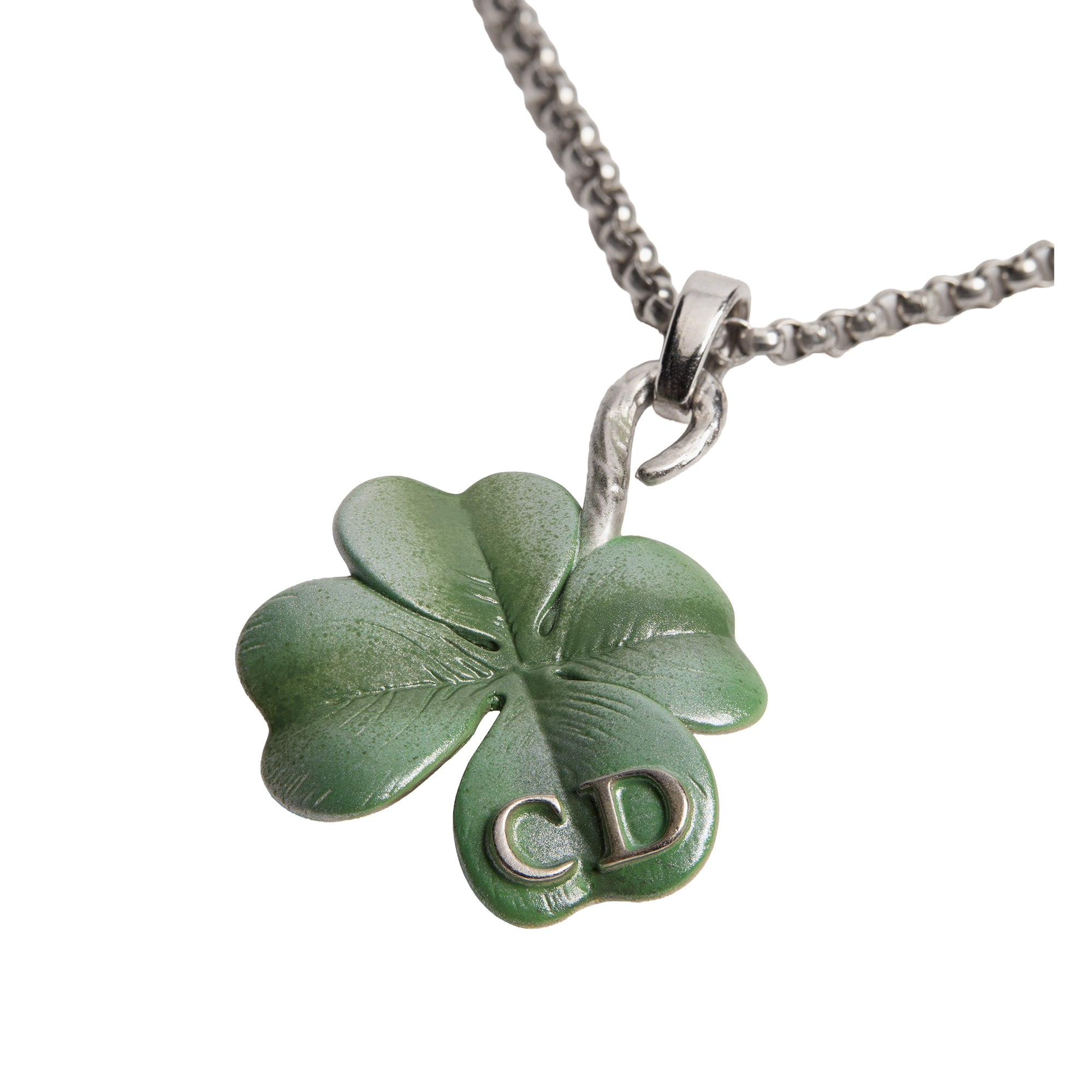 Dior Trèfle 吊坠项链 银质和绿色人工树脂 E09