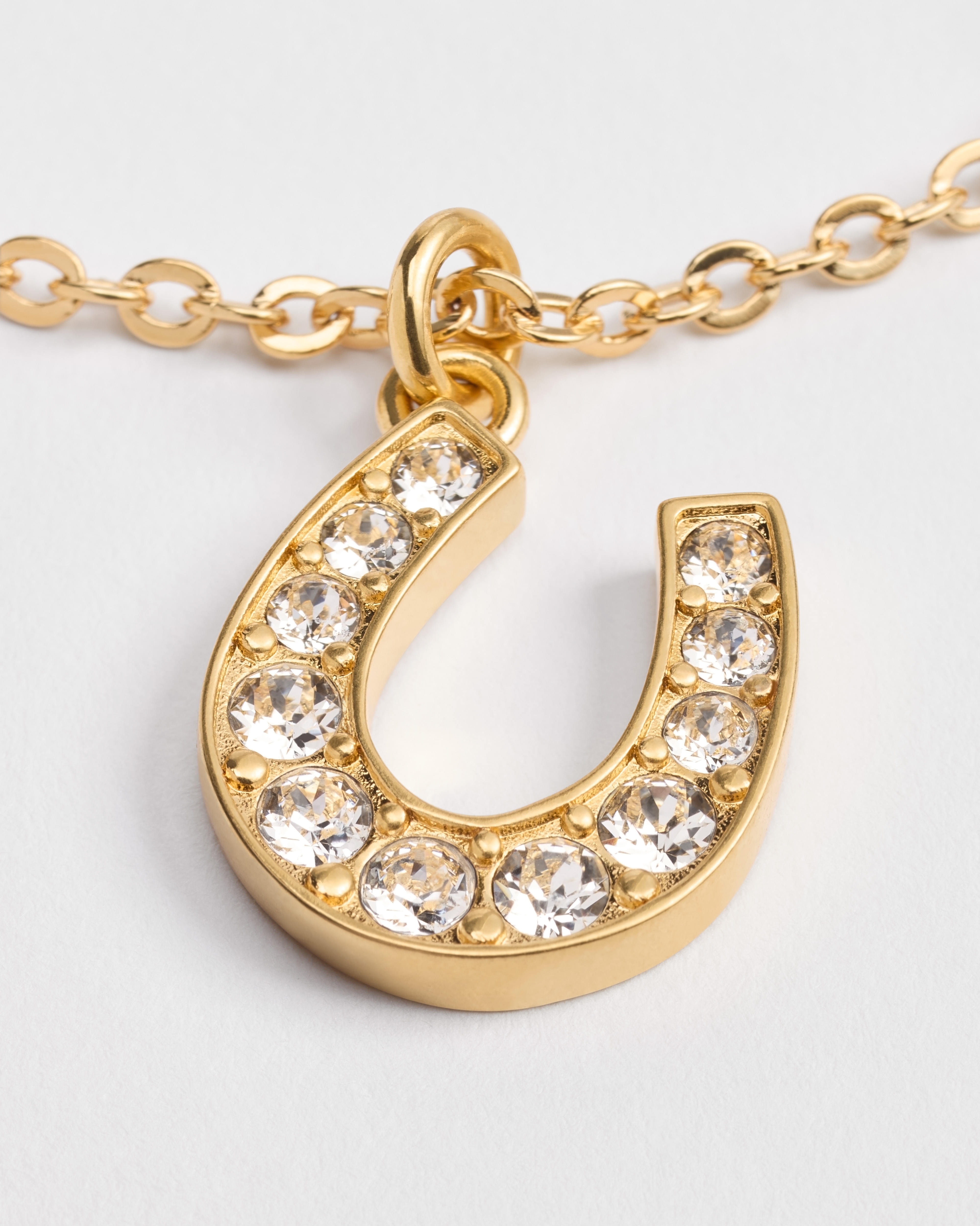 Lucky Dior 项链 金色饰面金属和白色晶体装饰 E11