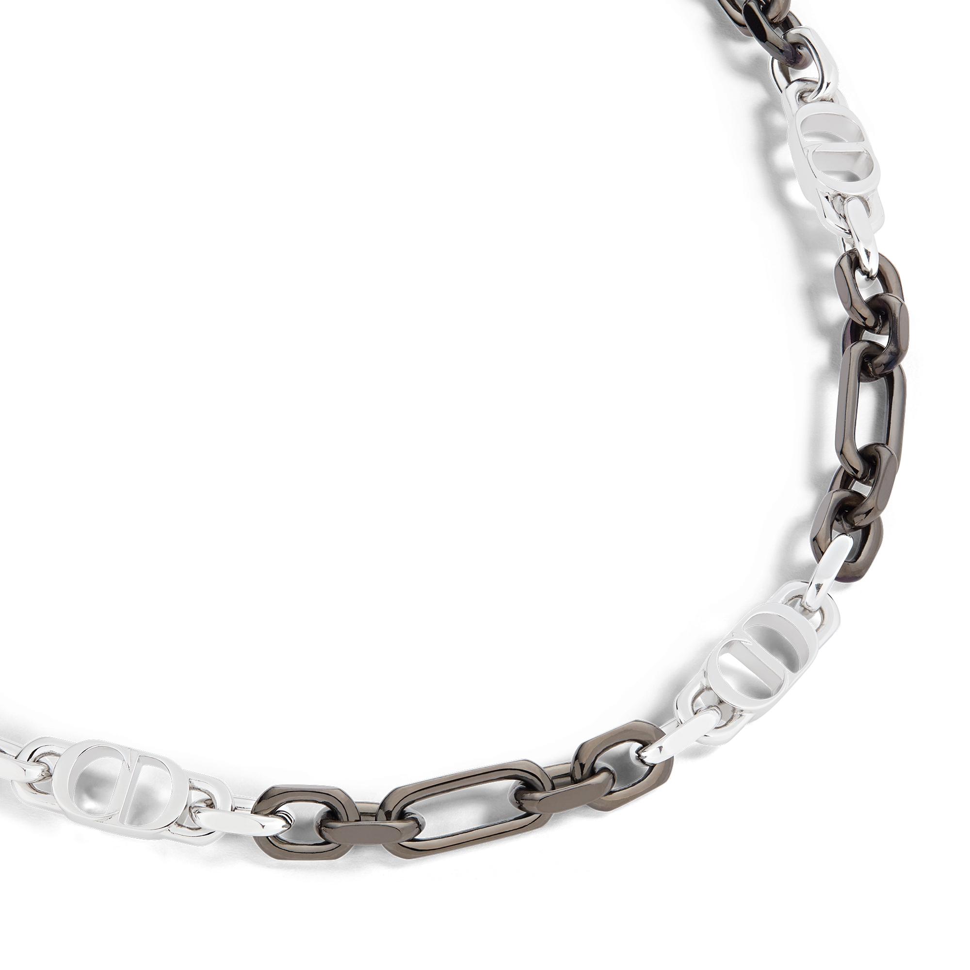 CD Icon 链环项链 金属覆层和银色饰面黄铜 E09