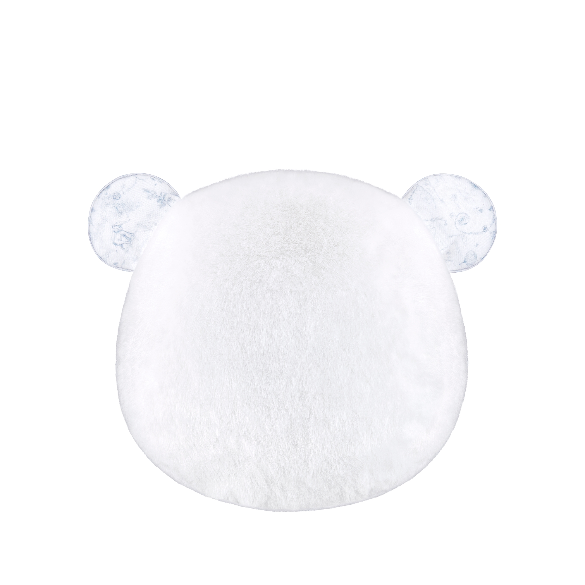 小熊脑袋靠垫 象牙色仿羊羔绒和棉质平纹针织面料灰色茹伊印花 E08