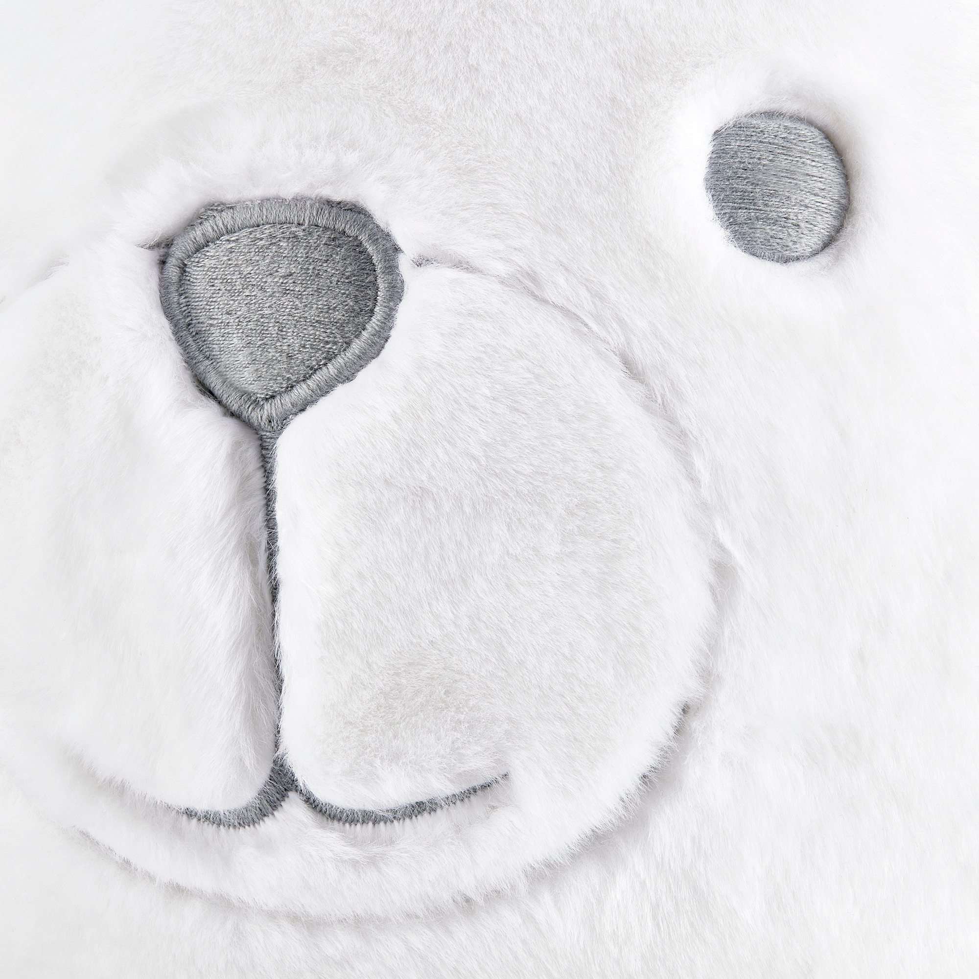 小熊脑袋靠垫 象牙色仿羊羔绒和棉质平纹针织面料灰色茹伊印花 E09