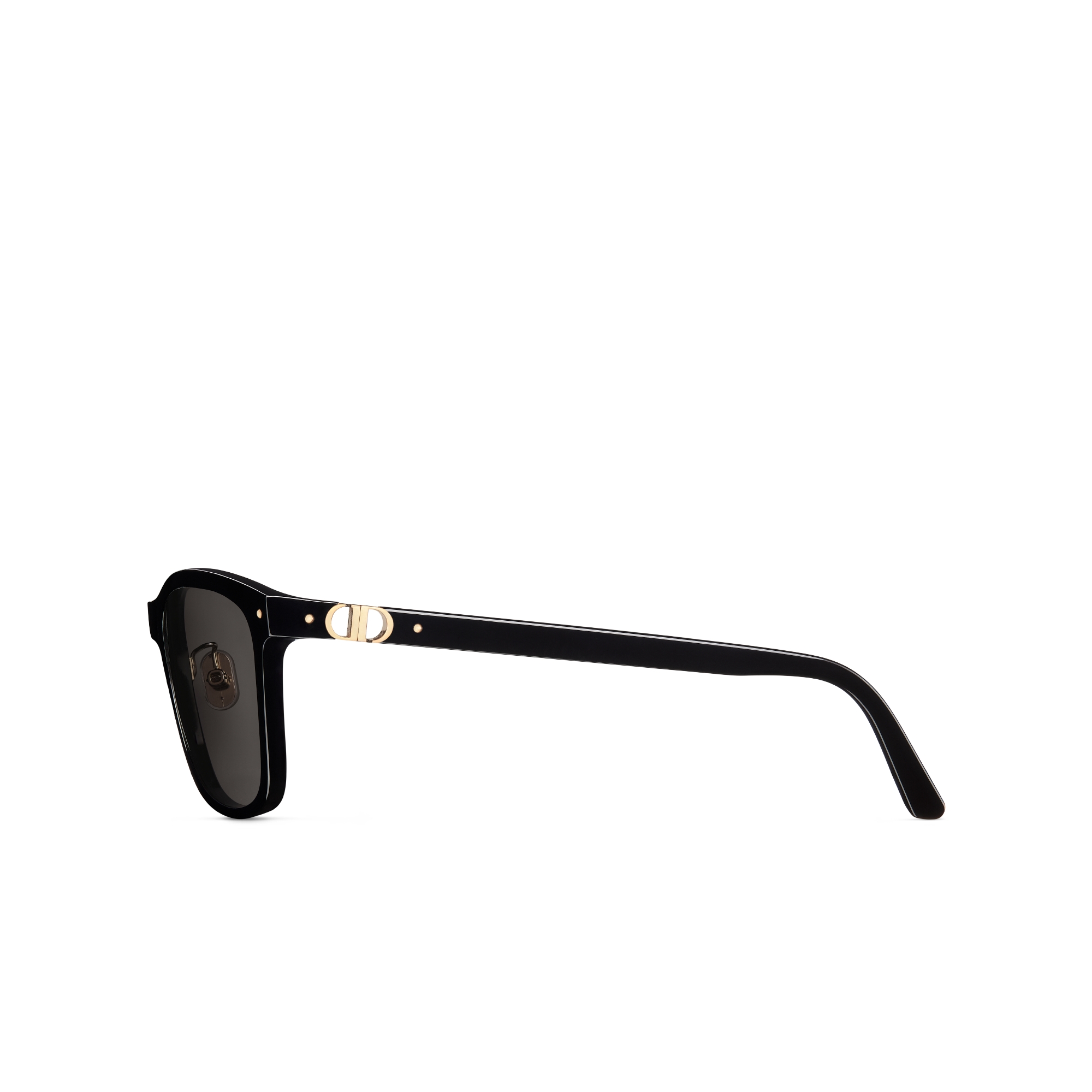 Petit CD S2F 太阳眼镜 黑色正方形镜框搭配 Dior Lucky 金色饰面金属链条 E02