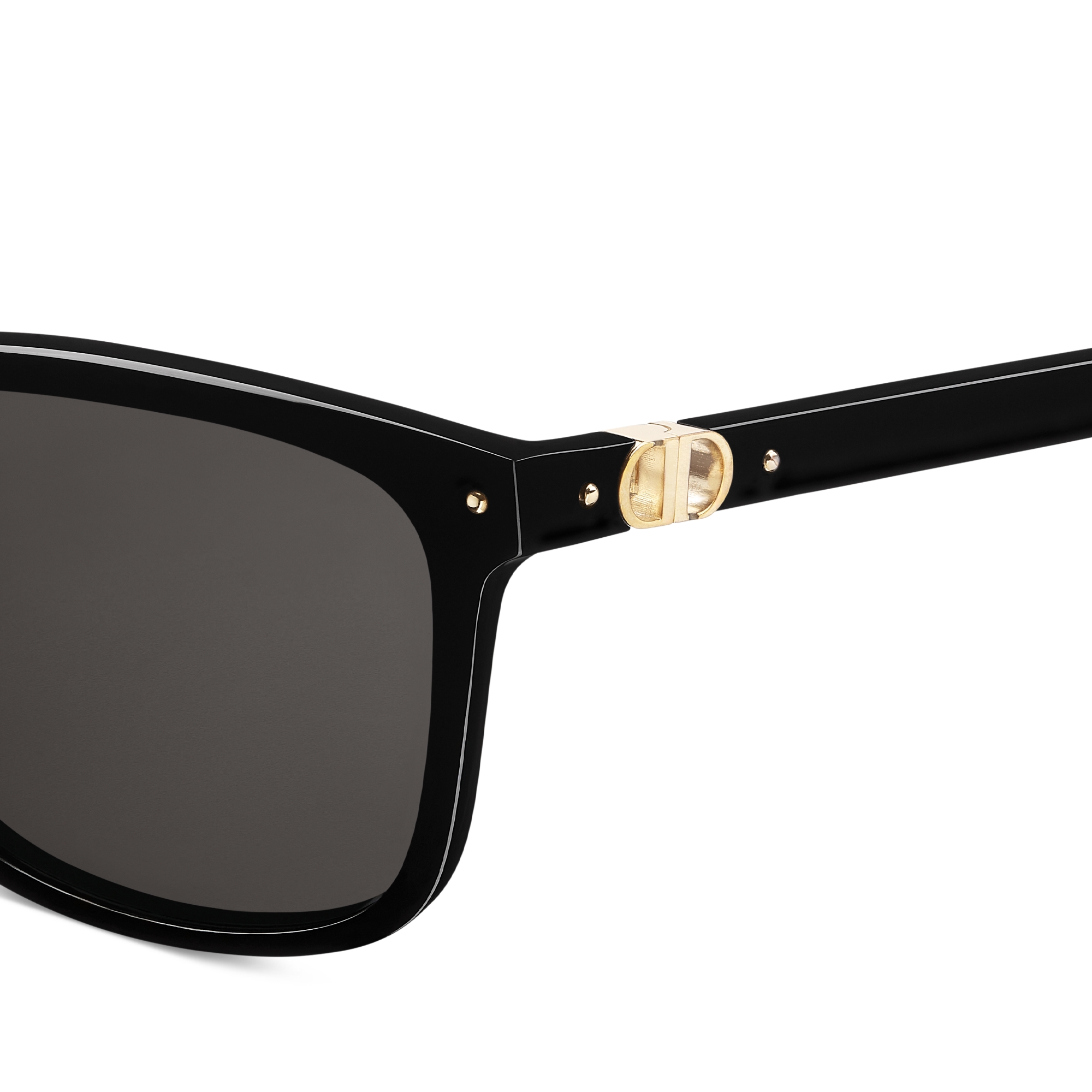 Petit CD S2F 太阳眼镜 黑色正方形镜框搭配 Dior Lucky 金色饰面金属链条 E09