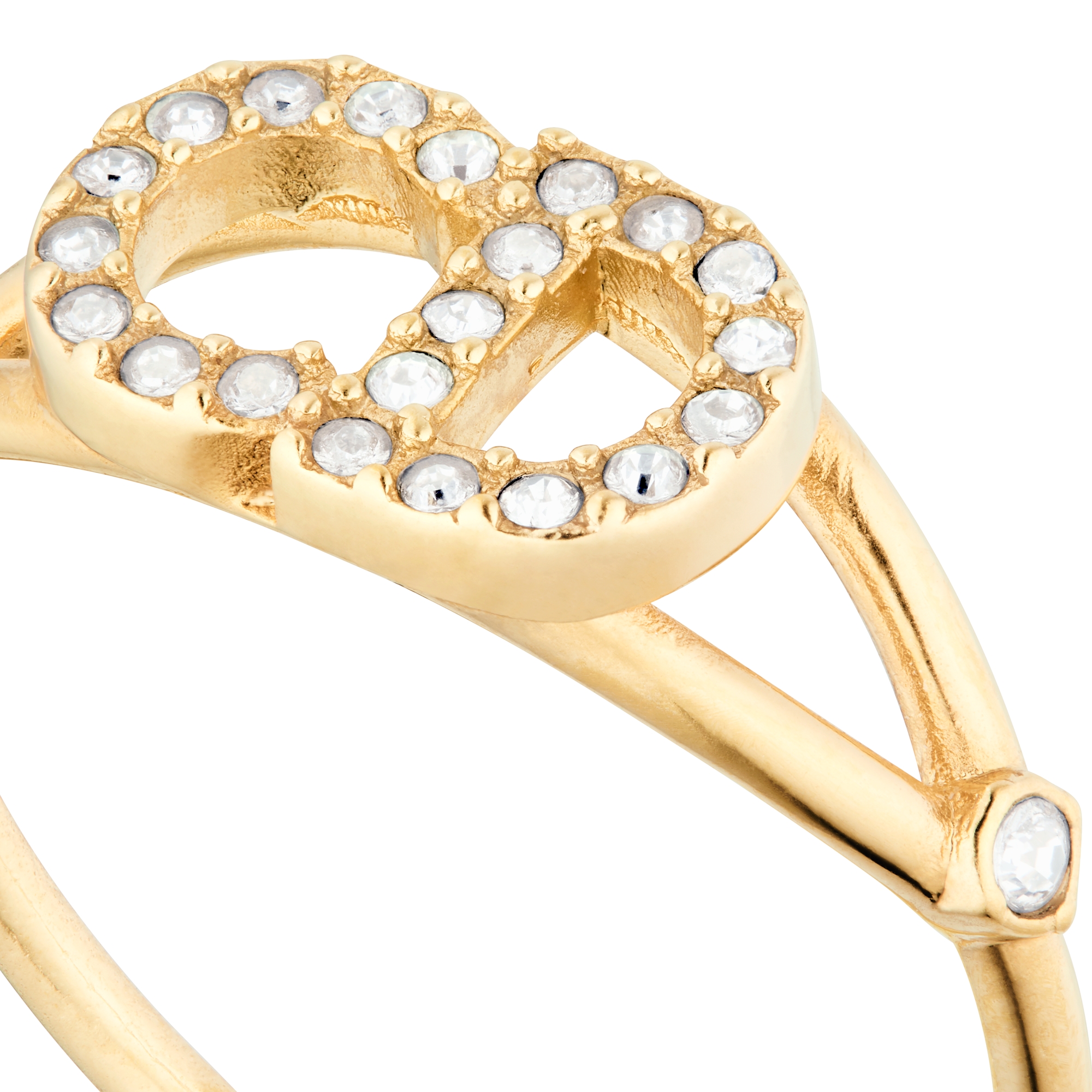 Clair D Lune 戒指 金色饰面金属和白色仿水晶装饰 E09