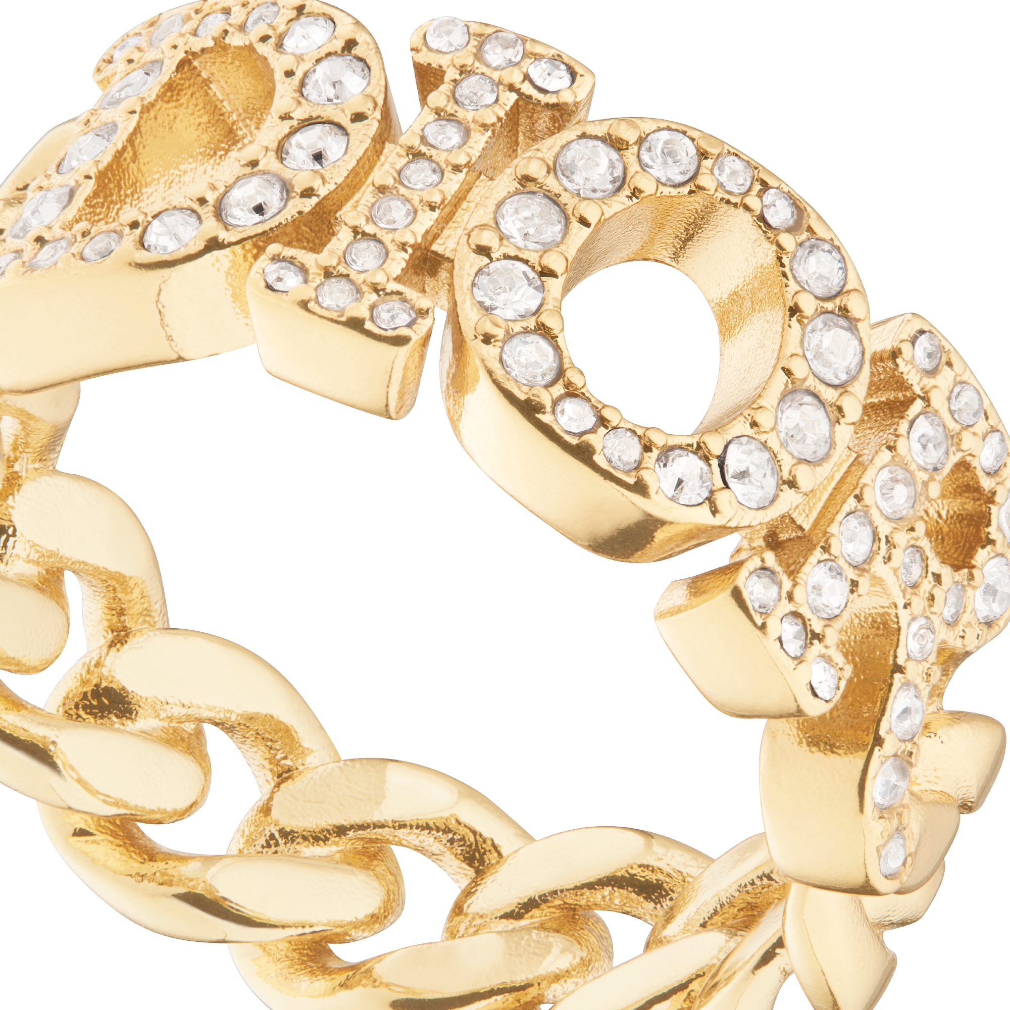 Dio(r)evolution 戒指 金色饰面金属和白色仿水晶装饰 E09