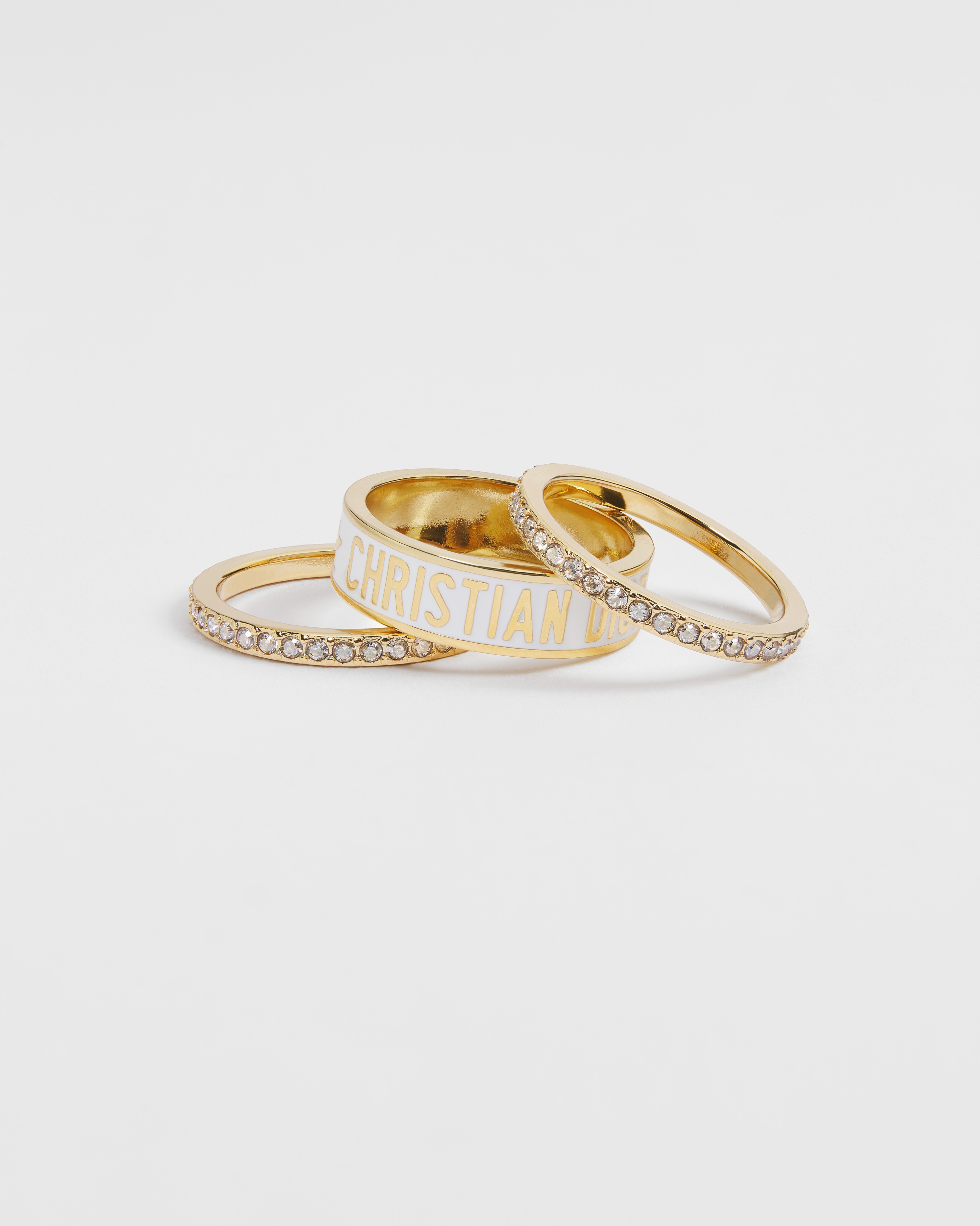 Dior Code 戒指套装 金色饰面金属、银色调仿水晶和白色涂漆装饰 E01