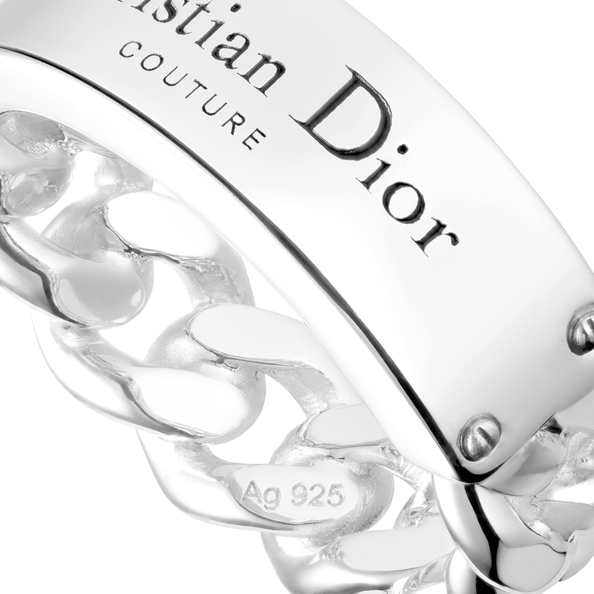 链环戒指 银质 Christian Dior Couture 标志 E09