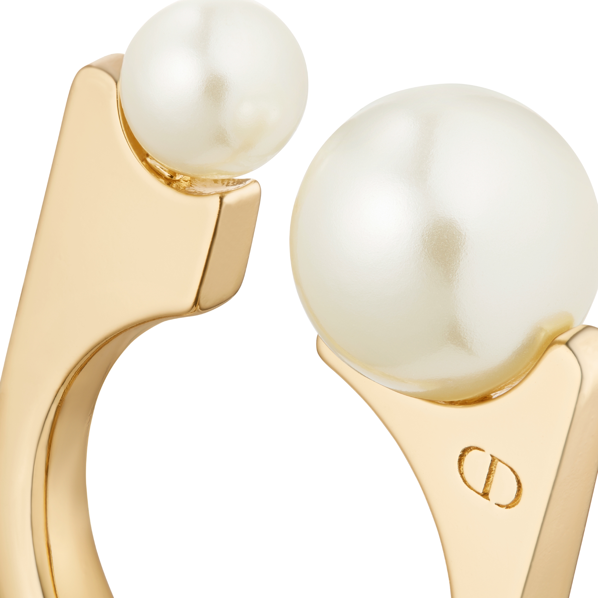 Dior Tribales New Look 戒指 金色饰面金属和白色树脂珠饰 E09