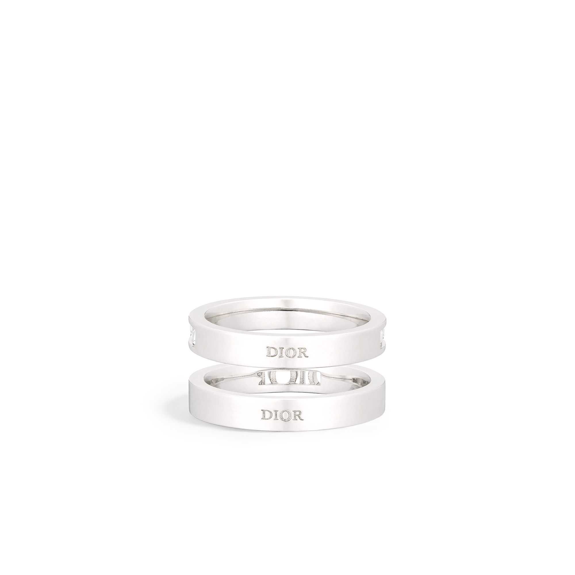 Dio(r)evolution 戒指套装 银色饰面金属和闪亮晶体装饰 E08