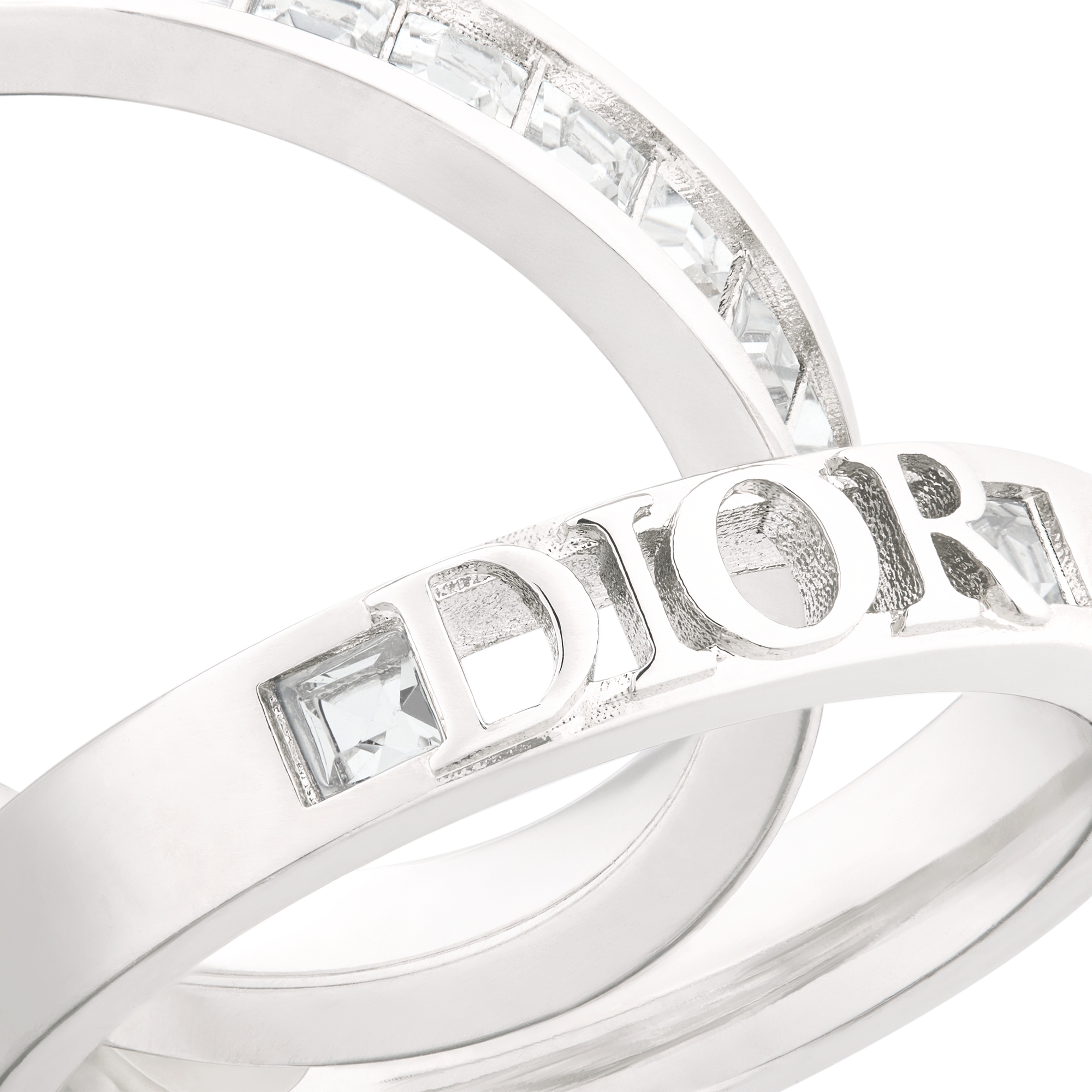 Dio(r)evolution 戒指套装 银色饰面金属和闪亮晶体装饰 E09