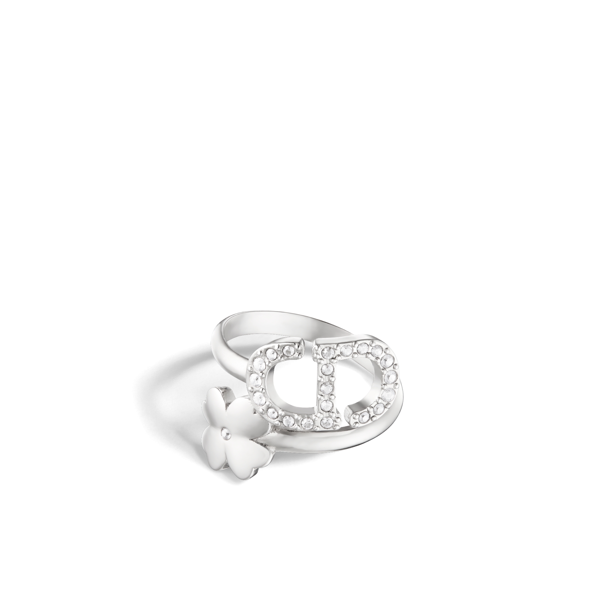 Petit CD Lucky Charms 戒指 银色饰面金属和银色调仿水晶装饰 E01