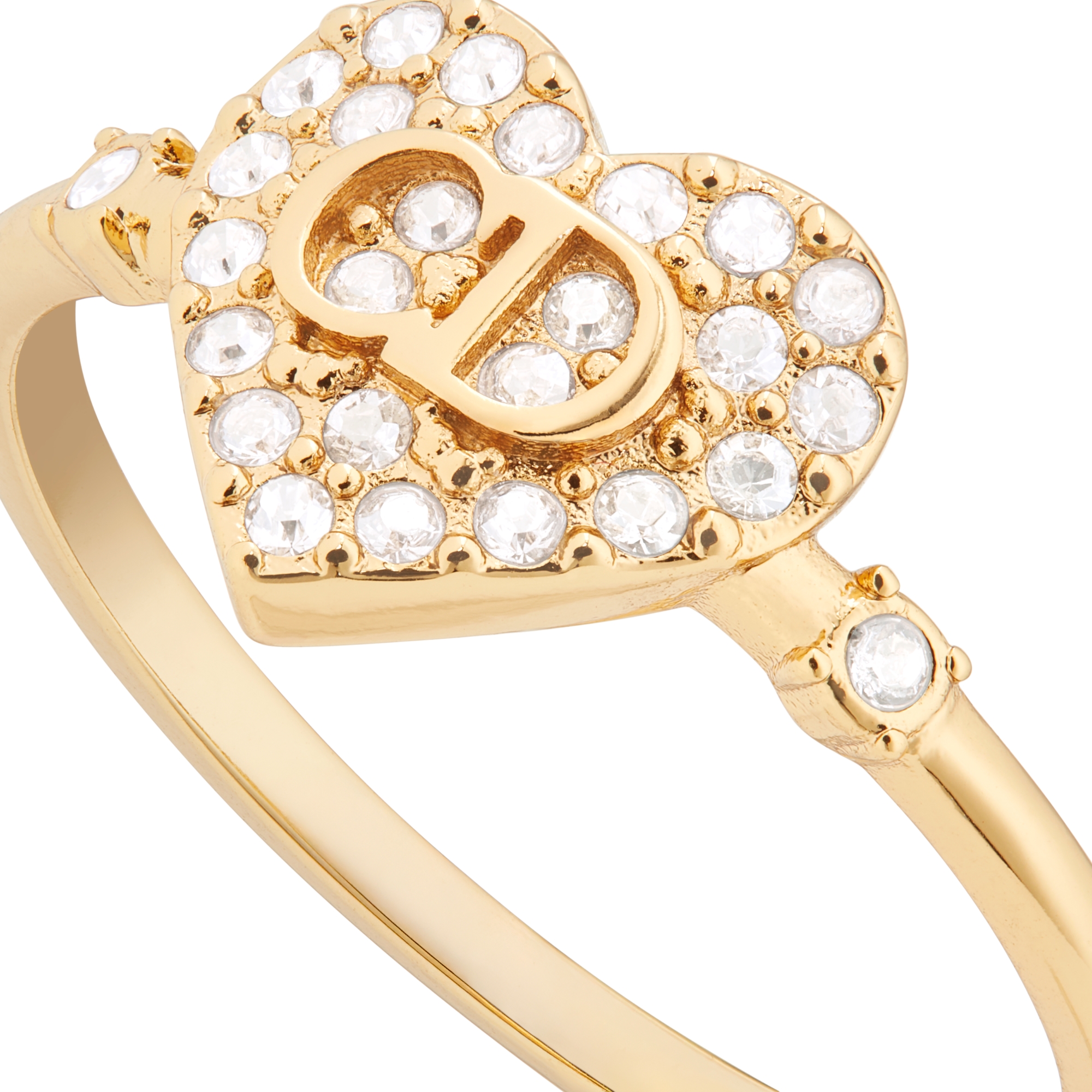 Clair D Lune 戒指 金色饰面金属和银色调晶体装饰 E09