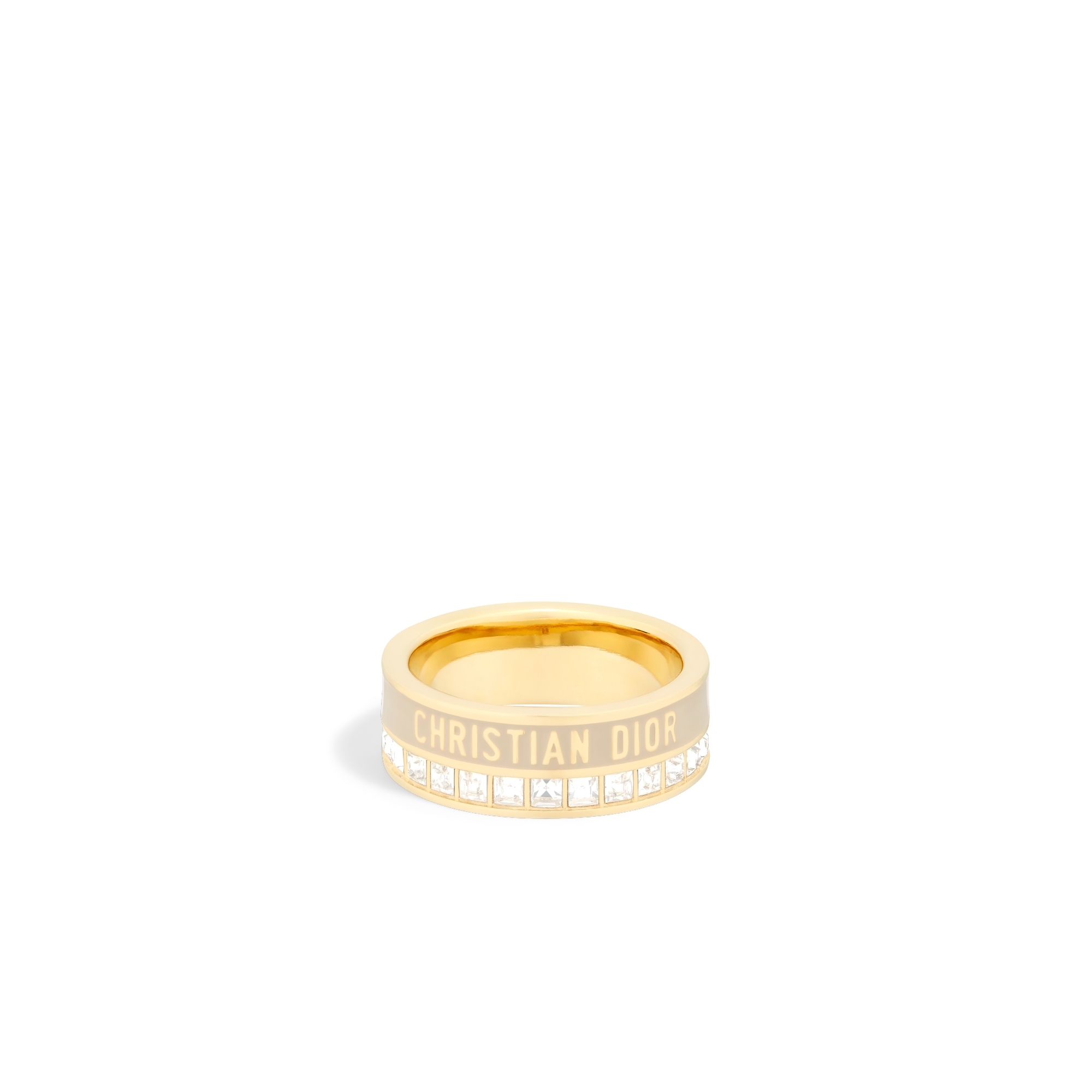 Dior Night Code 戒指 金色饰面金属、白色晶体和胭脂米色涂漆装饰 E01