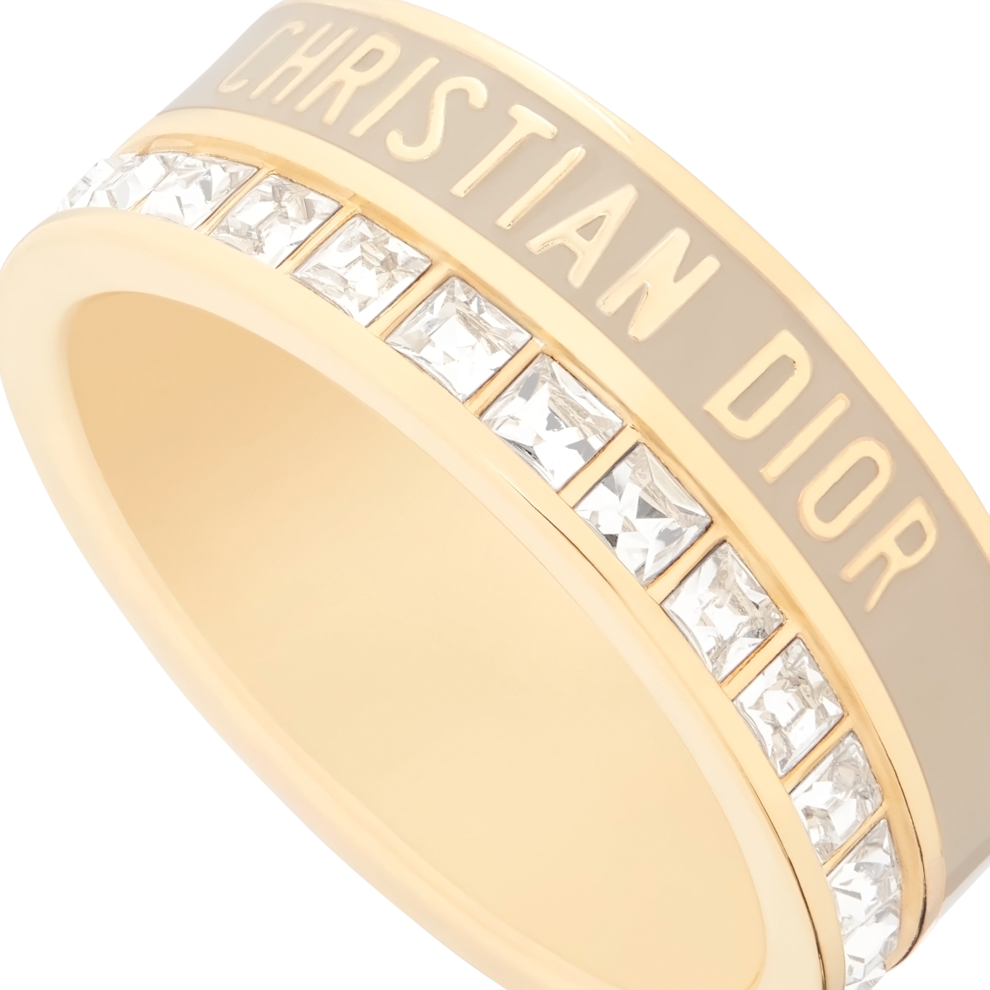 Dior Night Code 戒指 金色饰面金属、白色晶体和胭脂米色涂漆装饰 E09