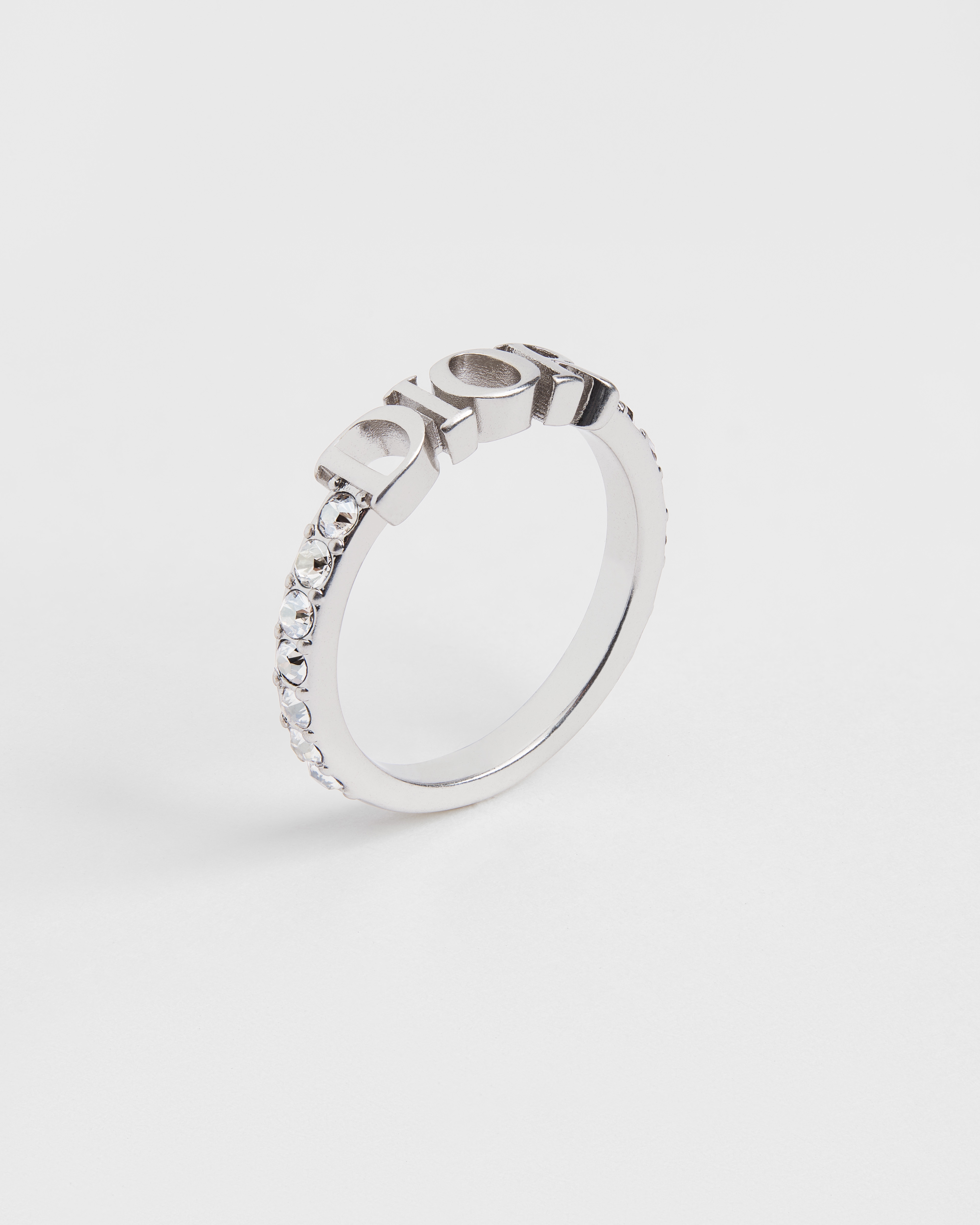 Dio(r)evolution 戒指 银色饰面金属和闪亮晶体装饰 E03