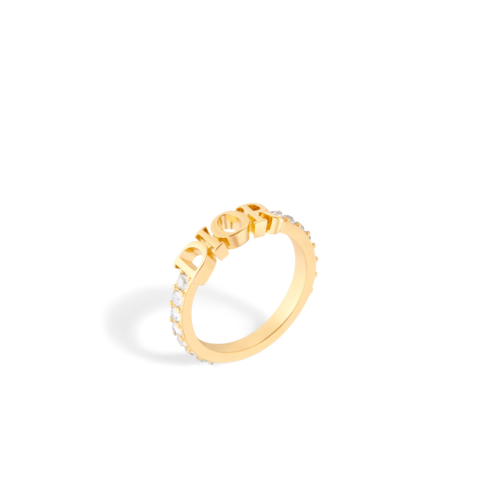 Dio(r)evolution 戒指 金色饰面金属和闪亮晶体装饰 E03