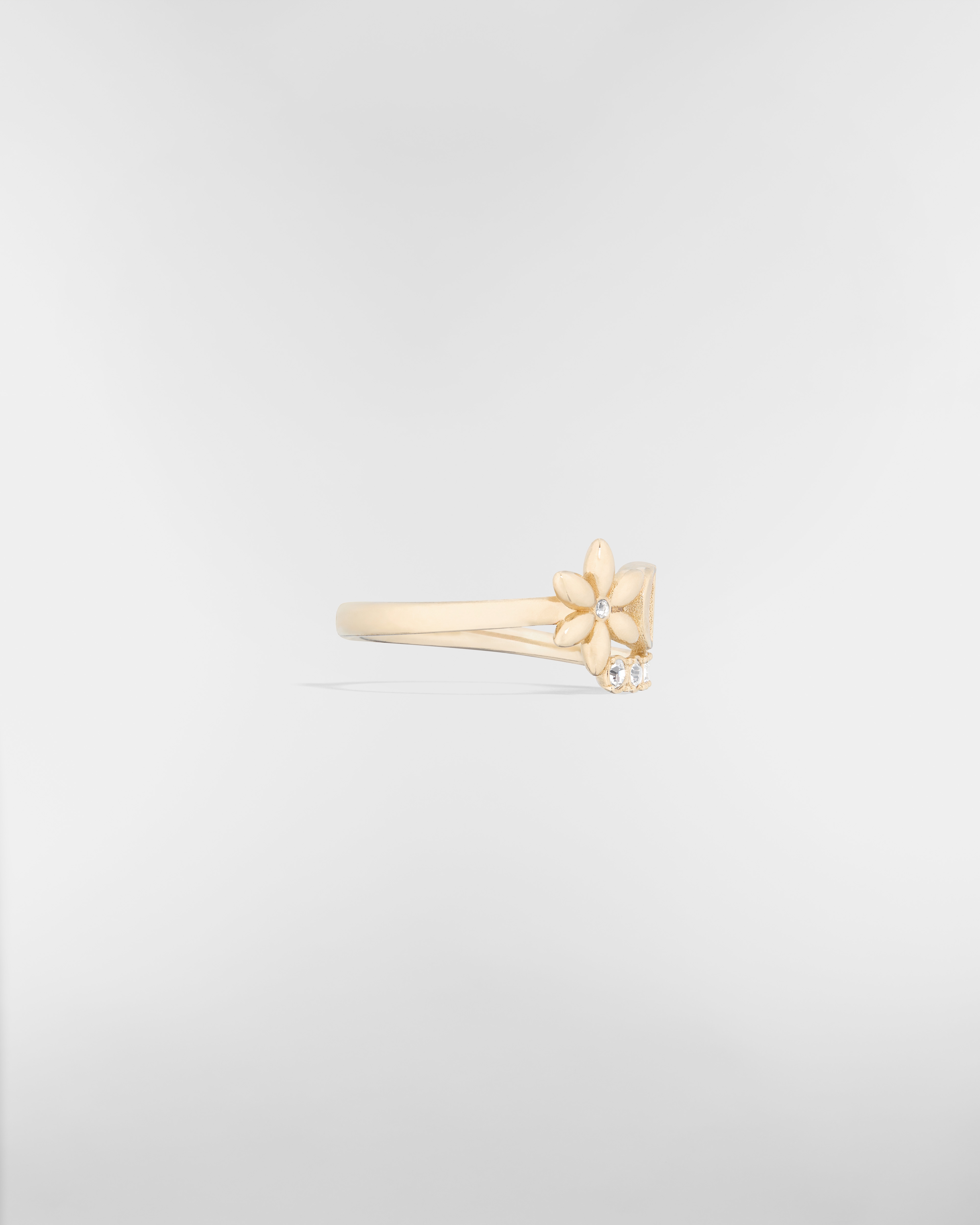 Petit CD Daisy 戒指 浅金色饰面金属和银色调晶体装饰 E02