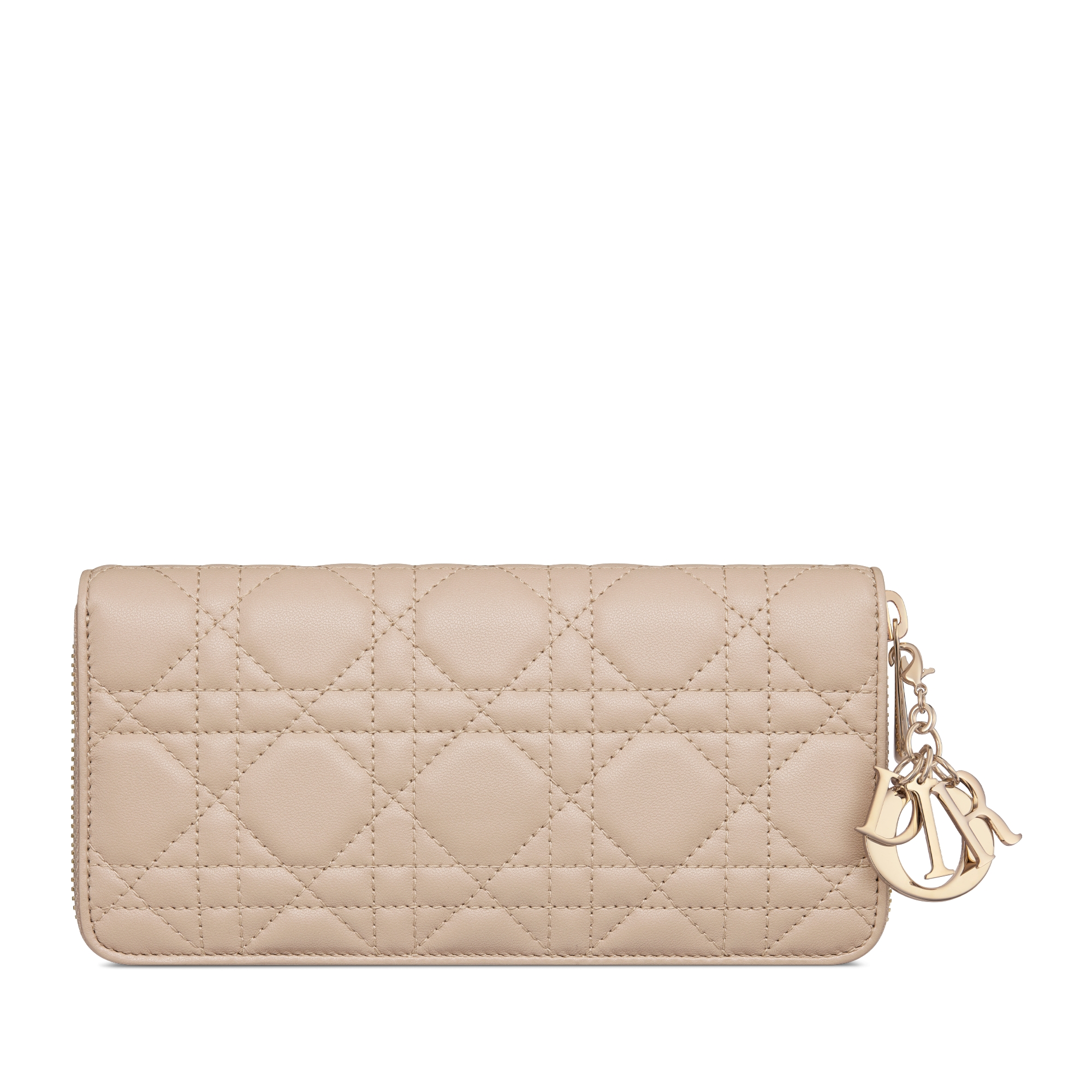 Lady Dior Voyageur 钱包 胭脂米色羊皮革藤格纹 E08