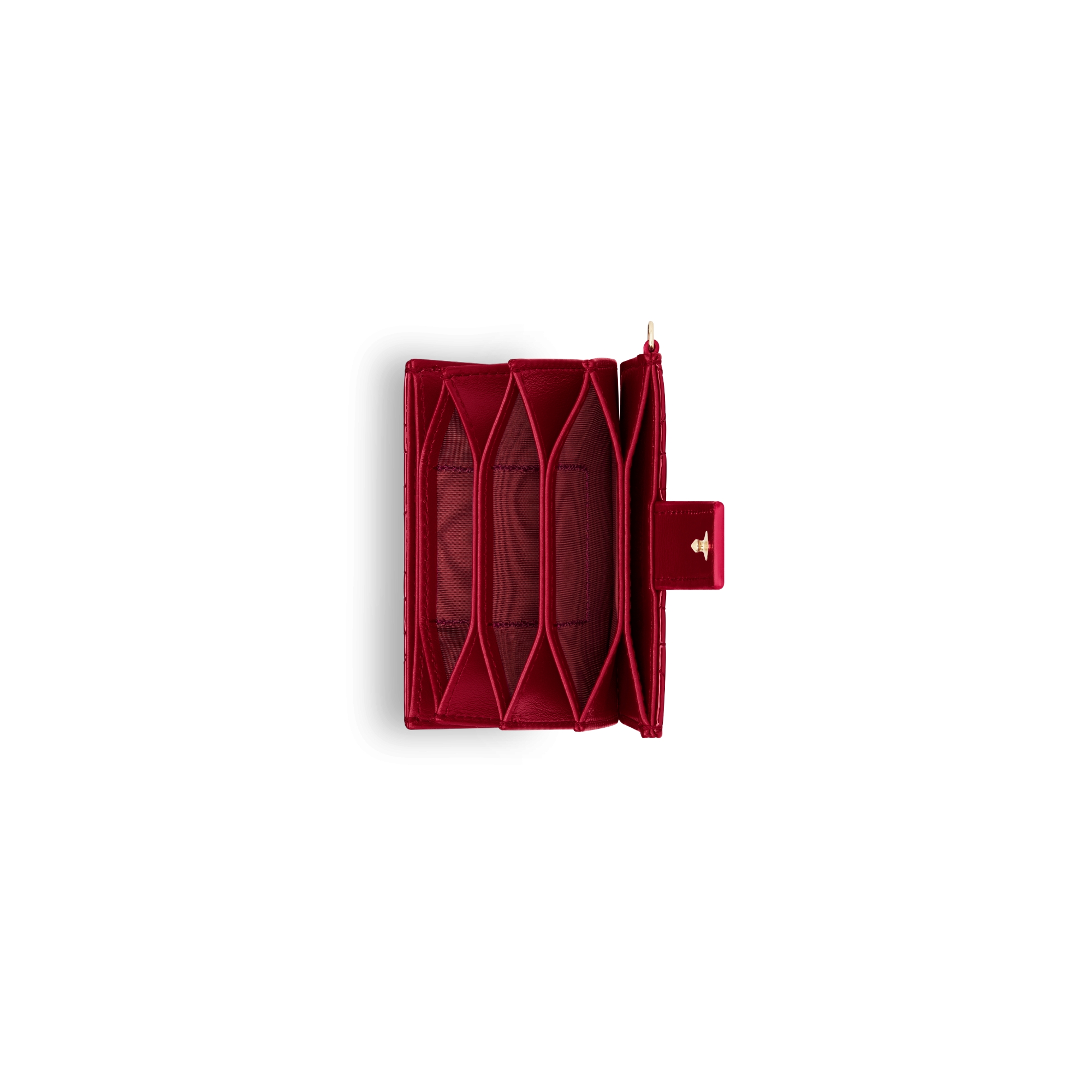 Lady Dior Jasmine 卡夹 樱桃红漆皮牛皮革藤格纹 E06