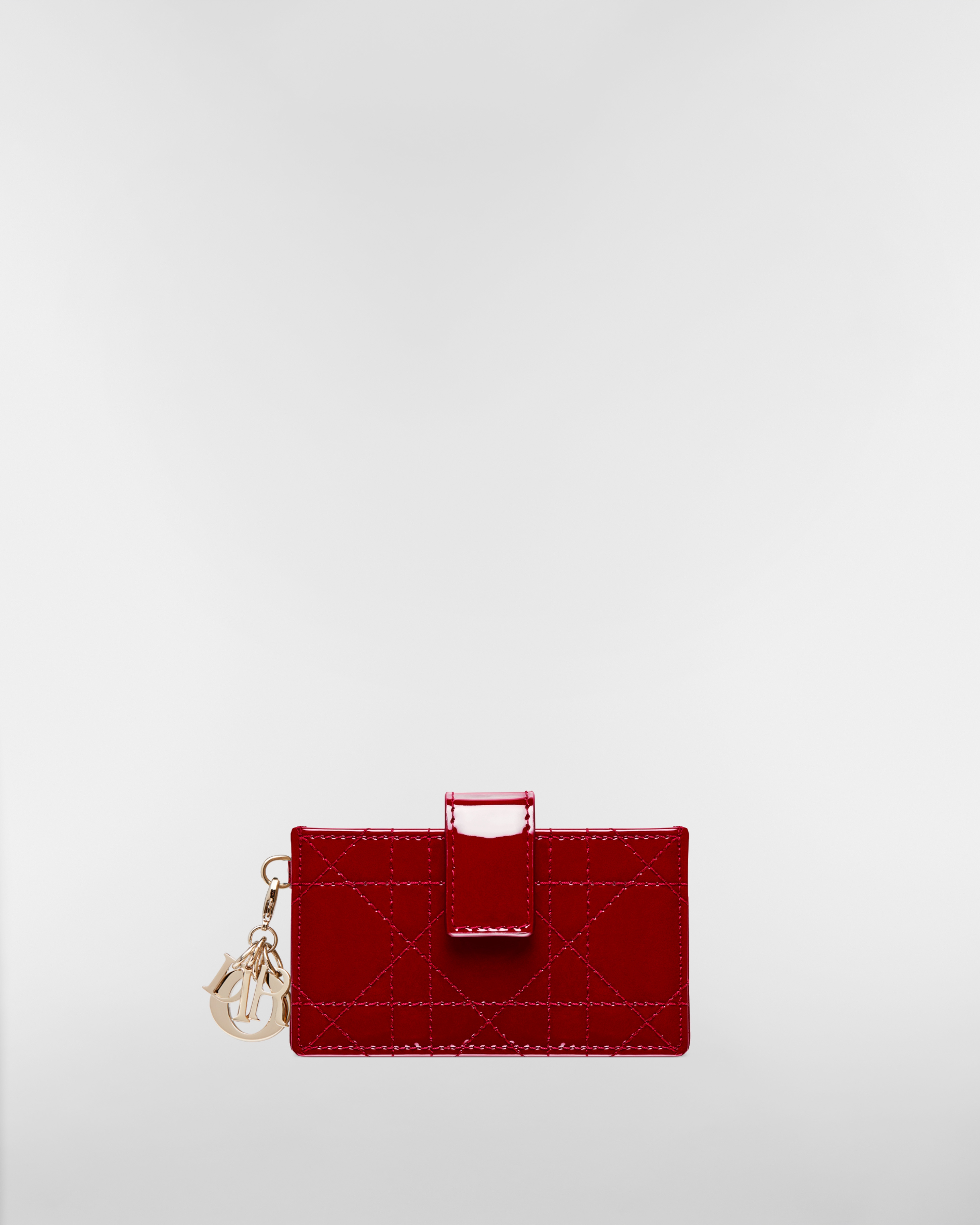 Lady Dior Jasmine 卡夹 樱桃红漆皮牛皮革藤格纹 E01