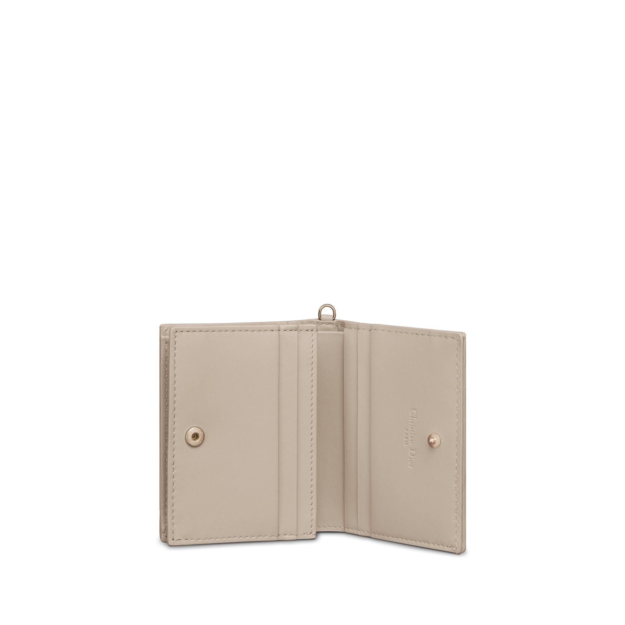 迷你 Lady Dior Gardenia 钱包 沙褐色羊皮革藤格纹 E07