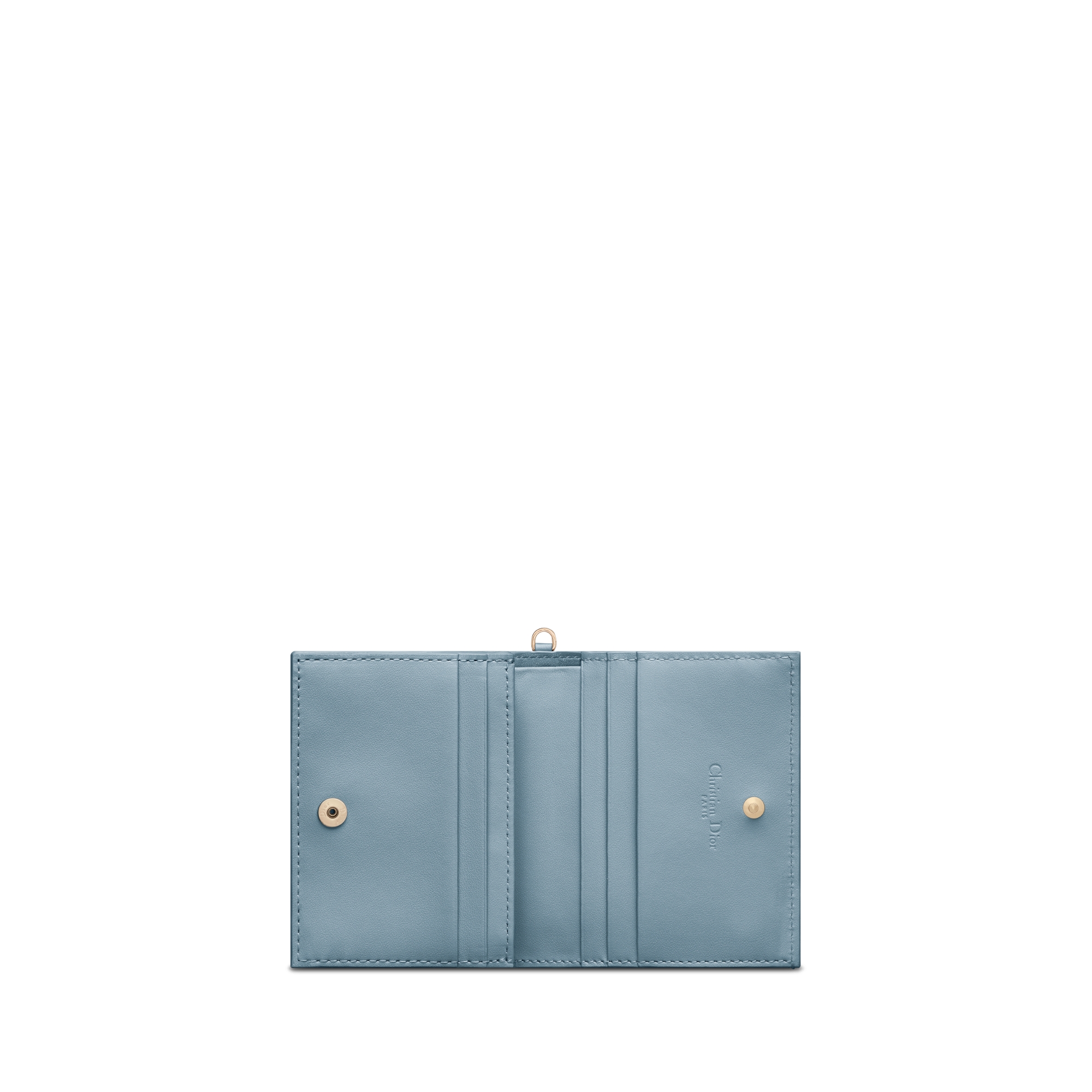 迷你 Lady Dior Gardenia 钱包 云雾蓝羊皮革藤格纹 E07