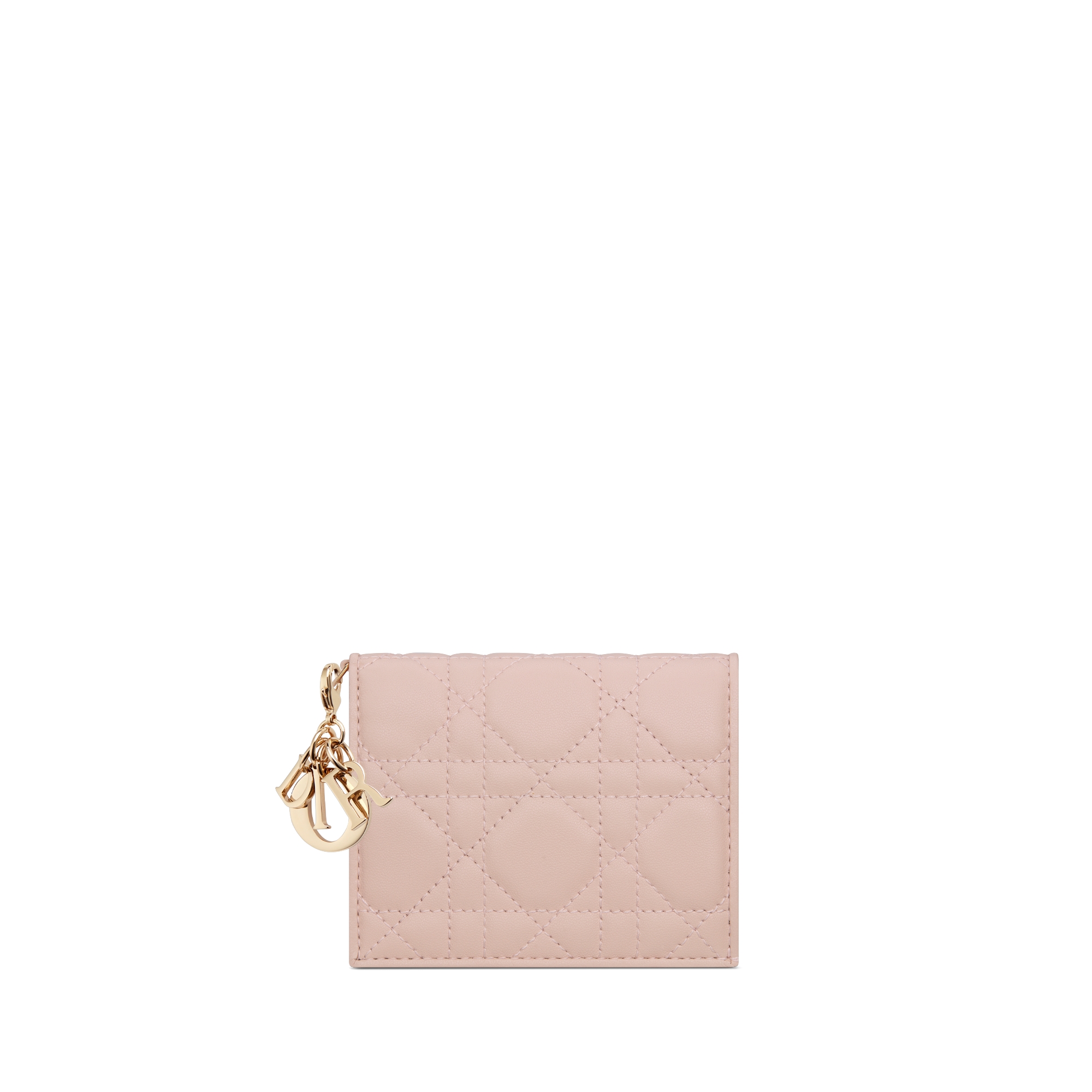 迷你 Lady Dior Gardenia 钱包 胭脂粉色羊皮革藤格纹 E01