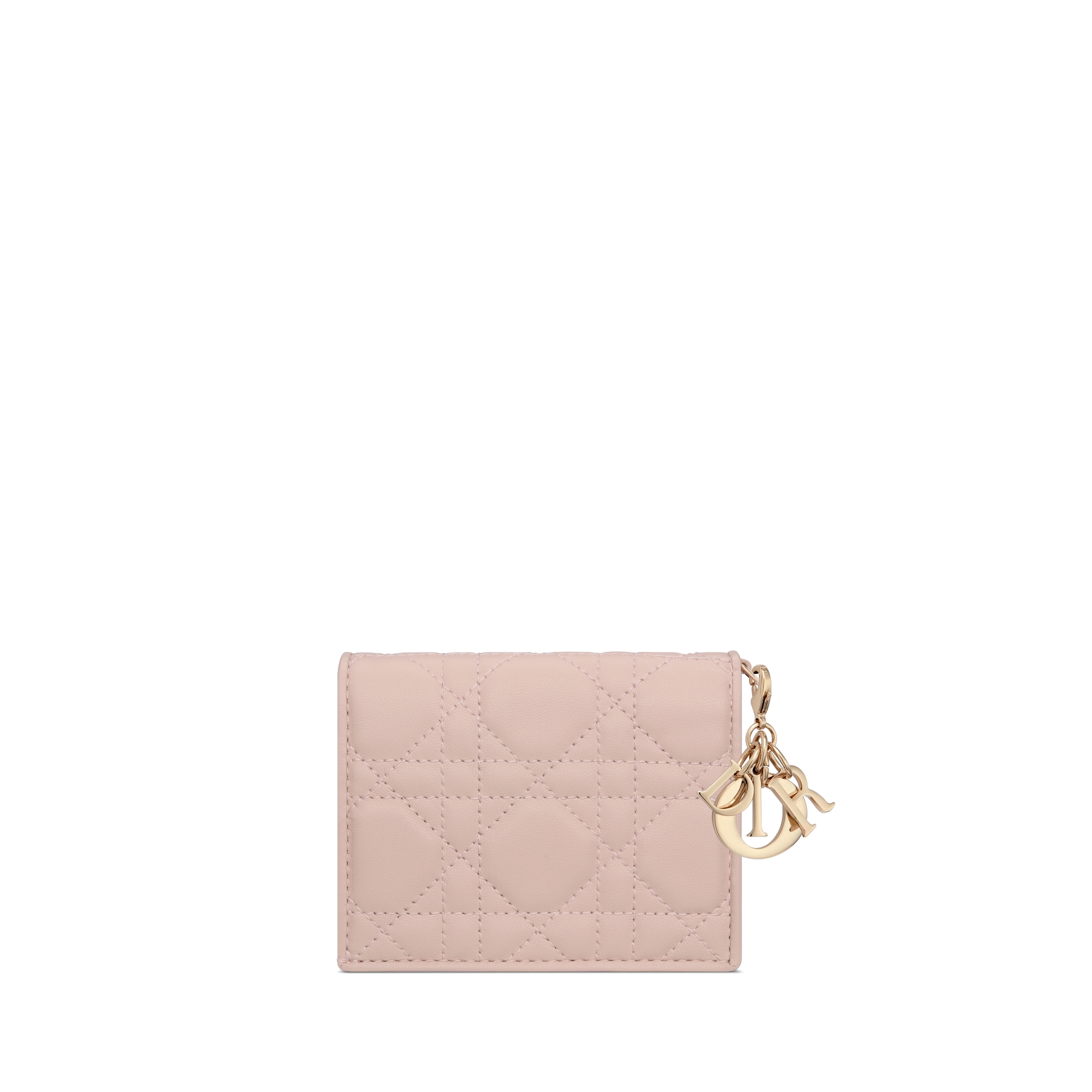 迷你 Lady Dior Gardenia 钱包 胭脂粉色羊皮革藤格纹 E08