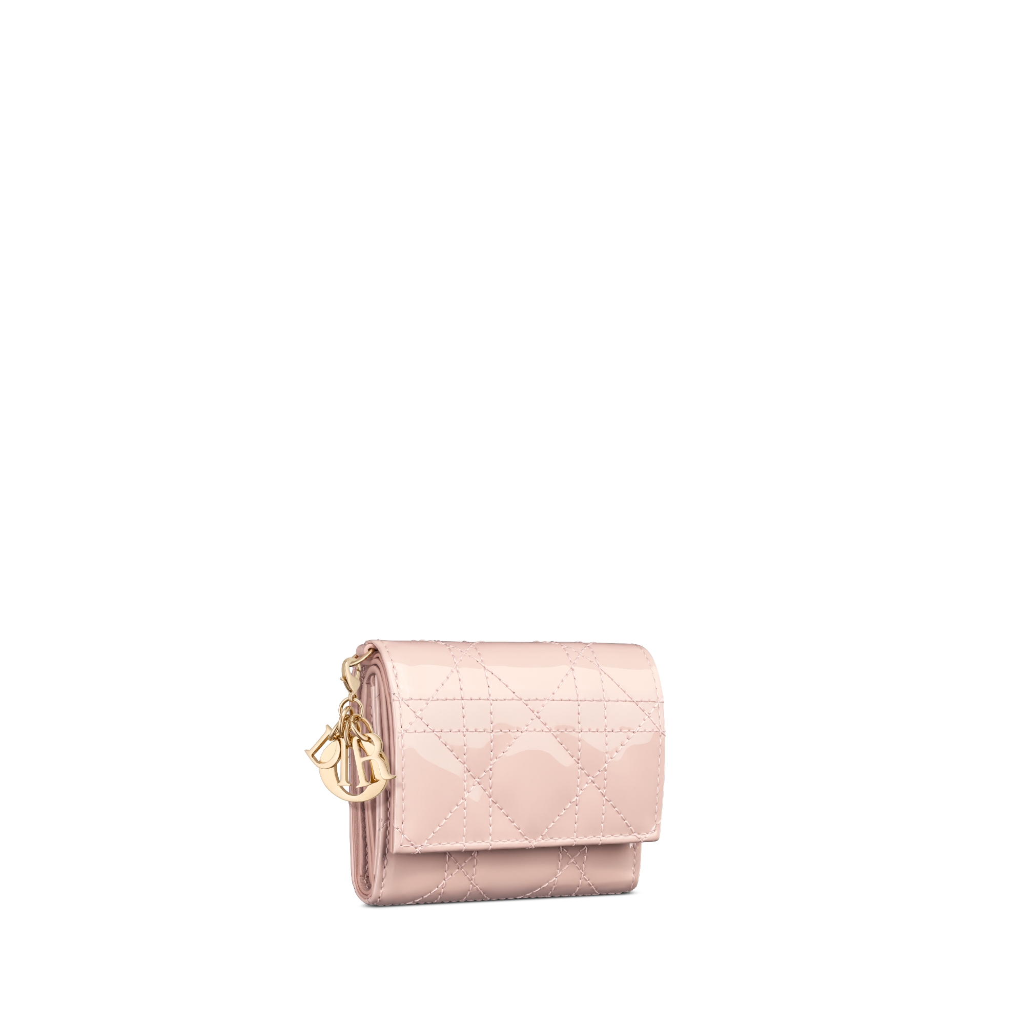 Lady Dior Lotus 钱包 胭脂粉色漆皮牛皮革藤格纹 E03