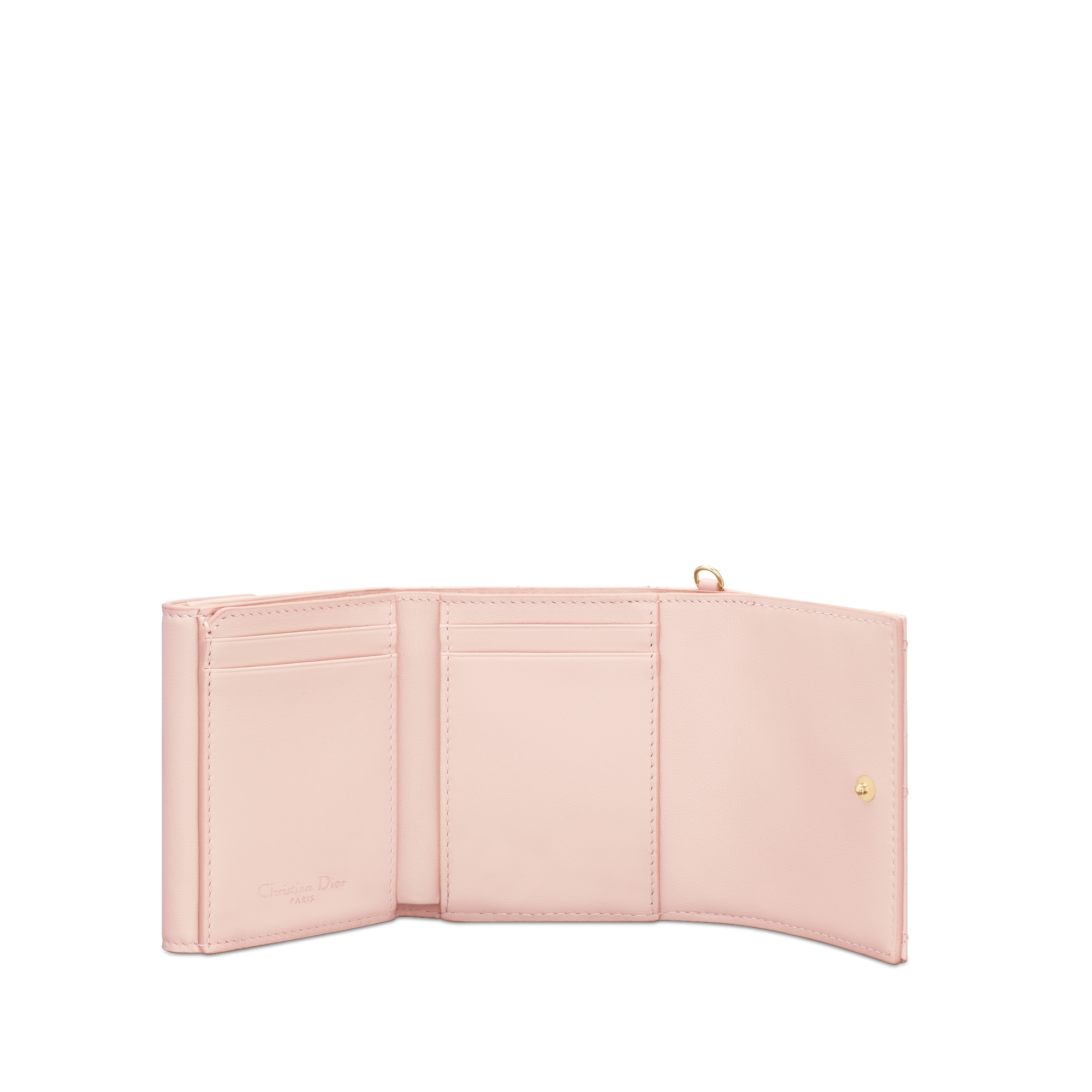 Lady Dior Lotus 钱包 胭脂粉色漆皮牛皮革藤格纹 E07