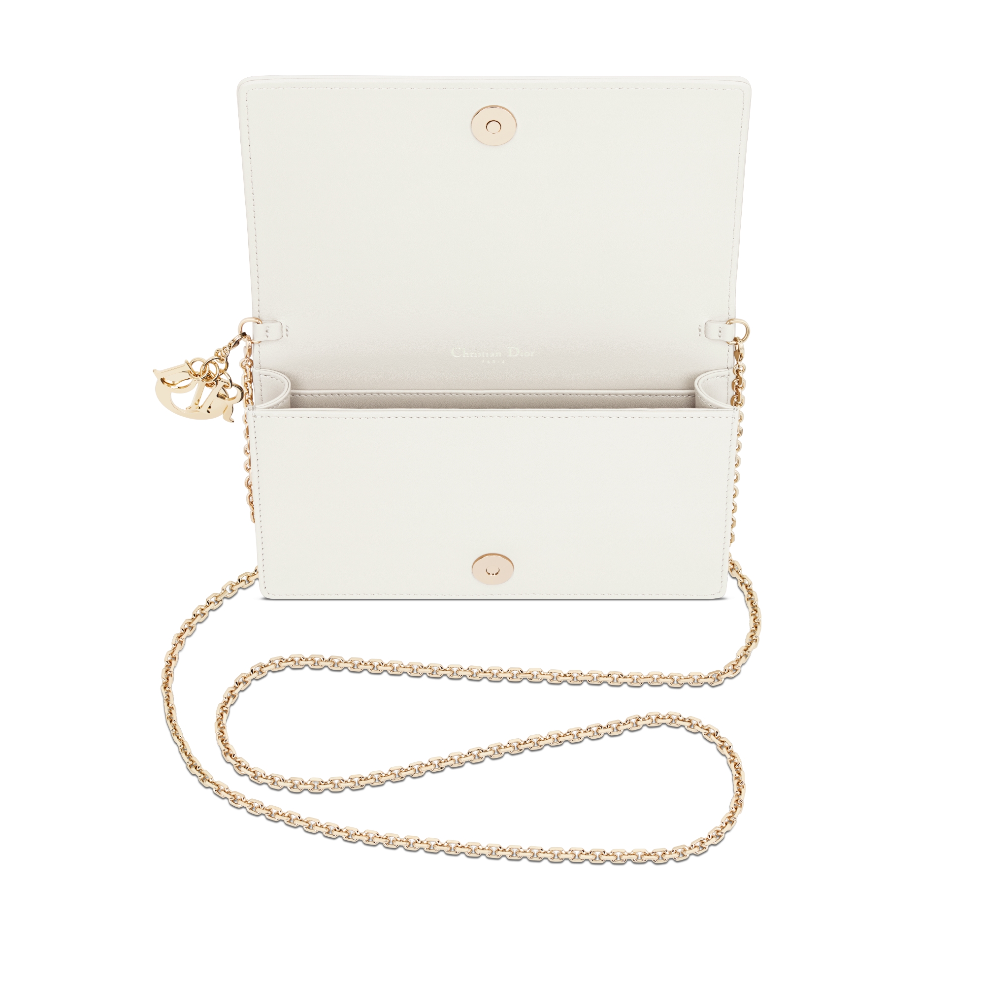 Lady Dior 链条手袋 奶白色羊皮革藤格纹 E06
