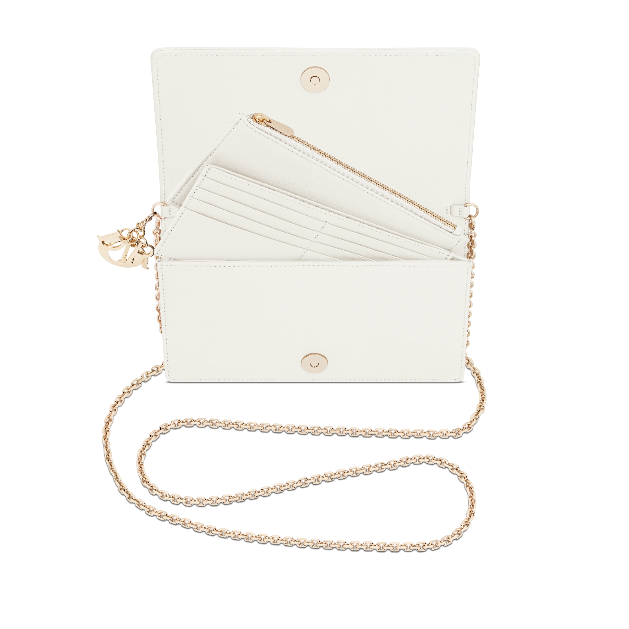 Lady Dior 链条手袋 奶白色羊皮革藤格纹 E11