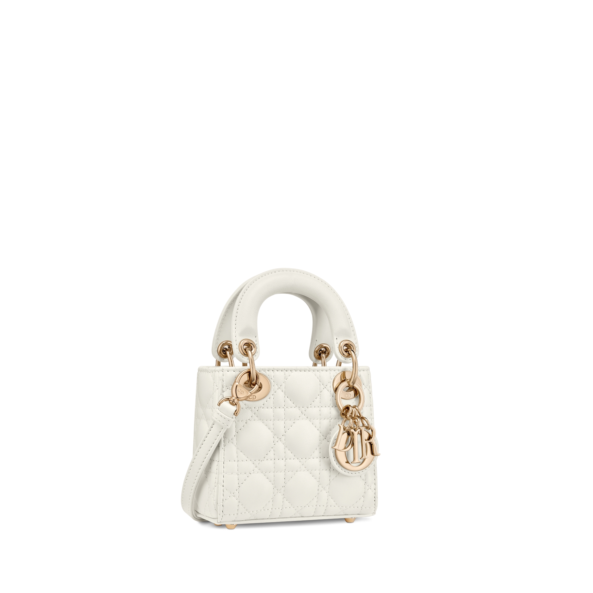 Lady Dior 超迷你手袋 奶白色羊皮革藤格纹 E03