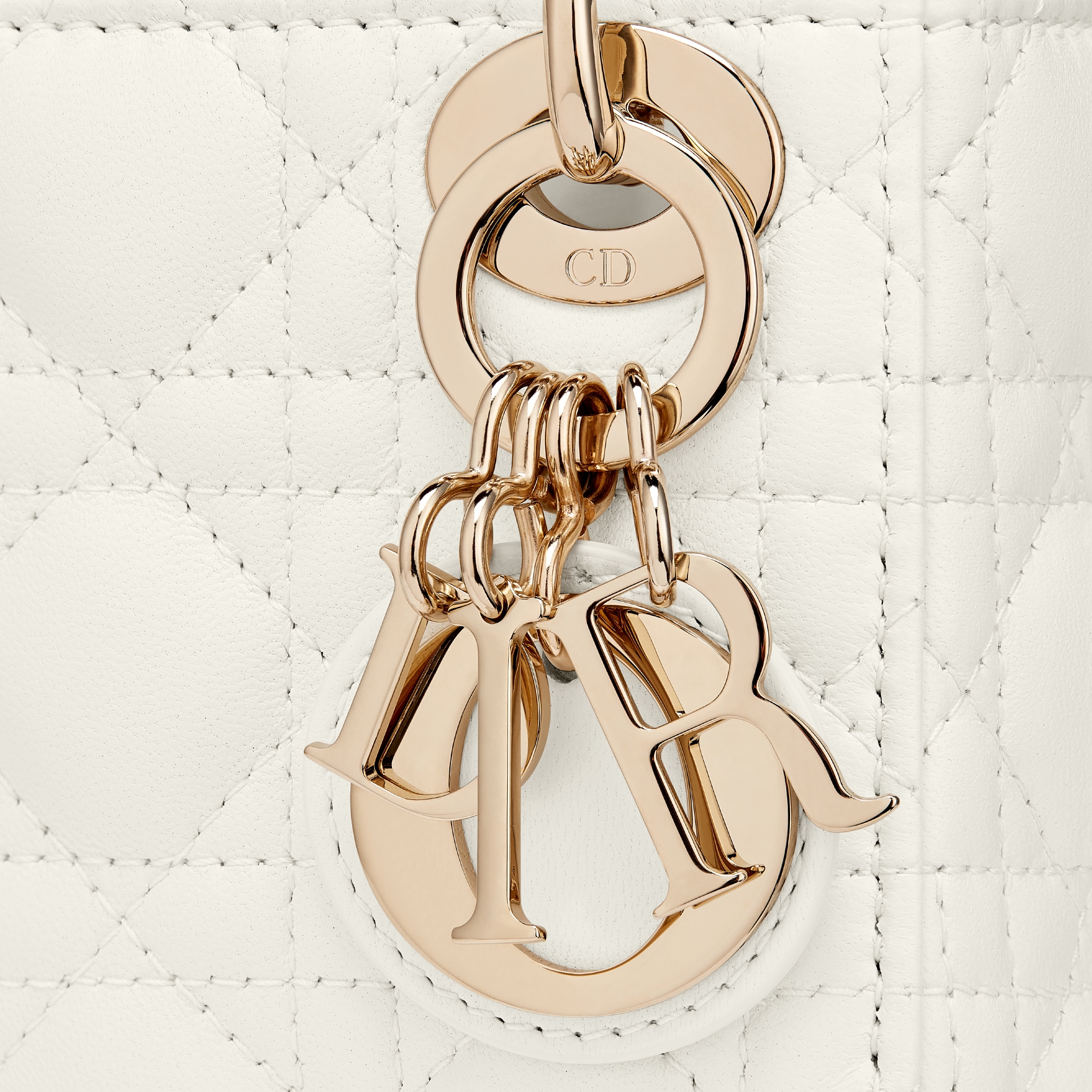 Lady Dior 超迷你手袋 奶白色羊皮革藤格纹 E09