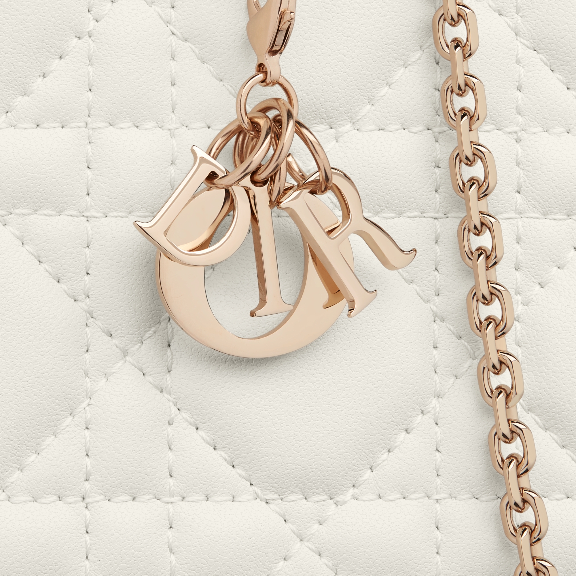 Lady Dior Call'in Dior 手机袋 奶白色羊皮革藤格纹 E09