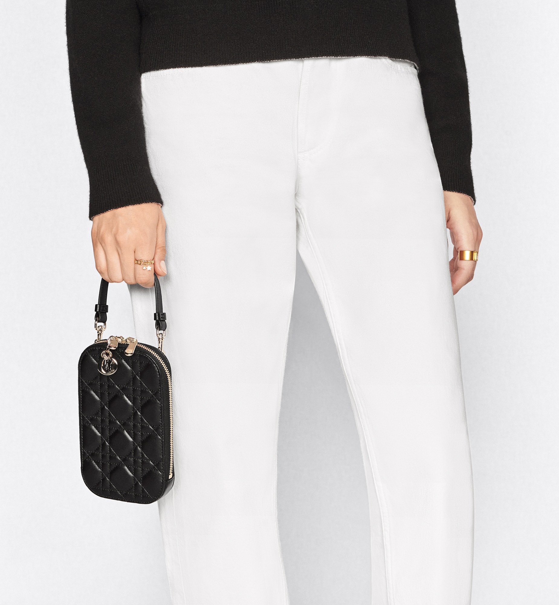 Lady Dior Call'in Dior 手机袋 奶白色羊皮革藤格纹 E11