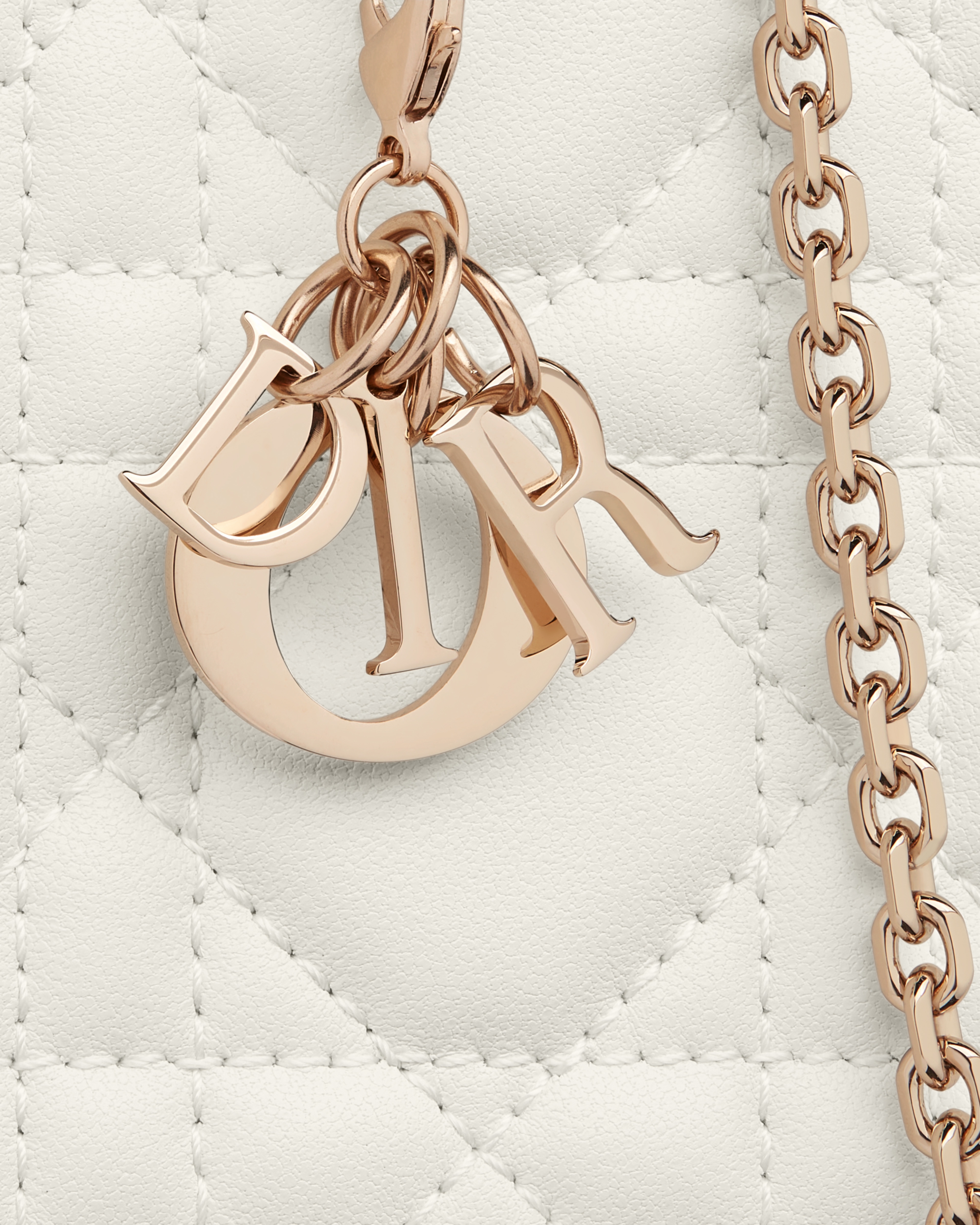 Lady Dior Call'in Dior 手机袋 奶白色羊皮革藤格纹 E09